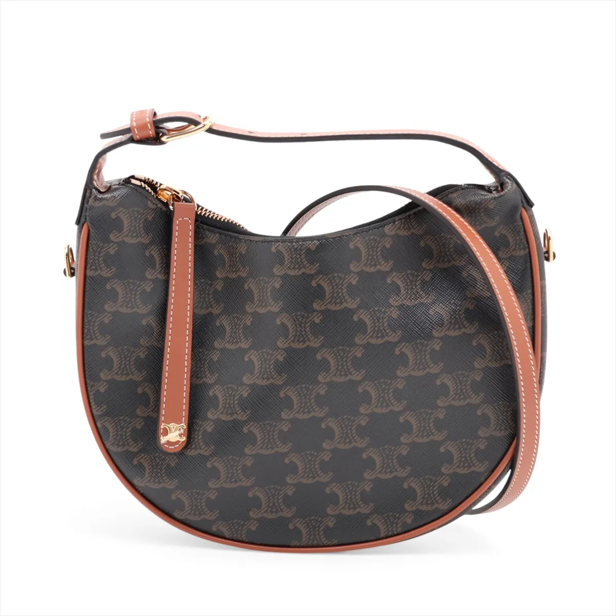 Triomphe Teen Lulu PVC x Leather 2-Way Handbag Brown