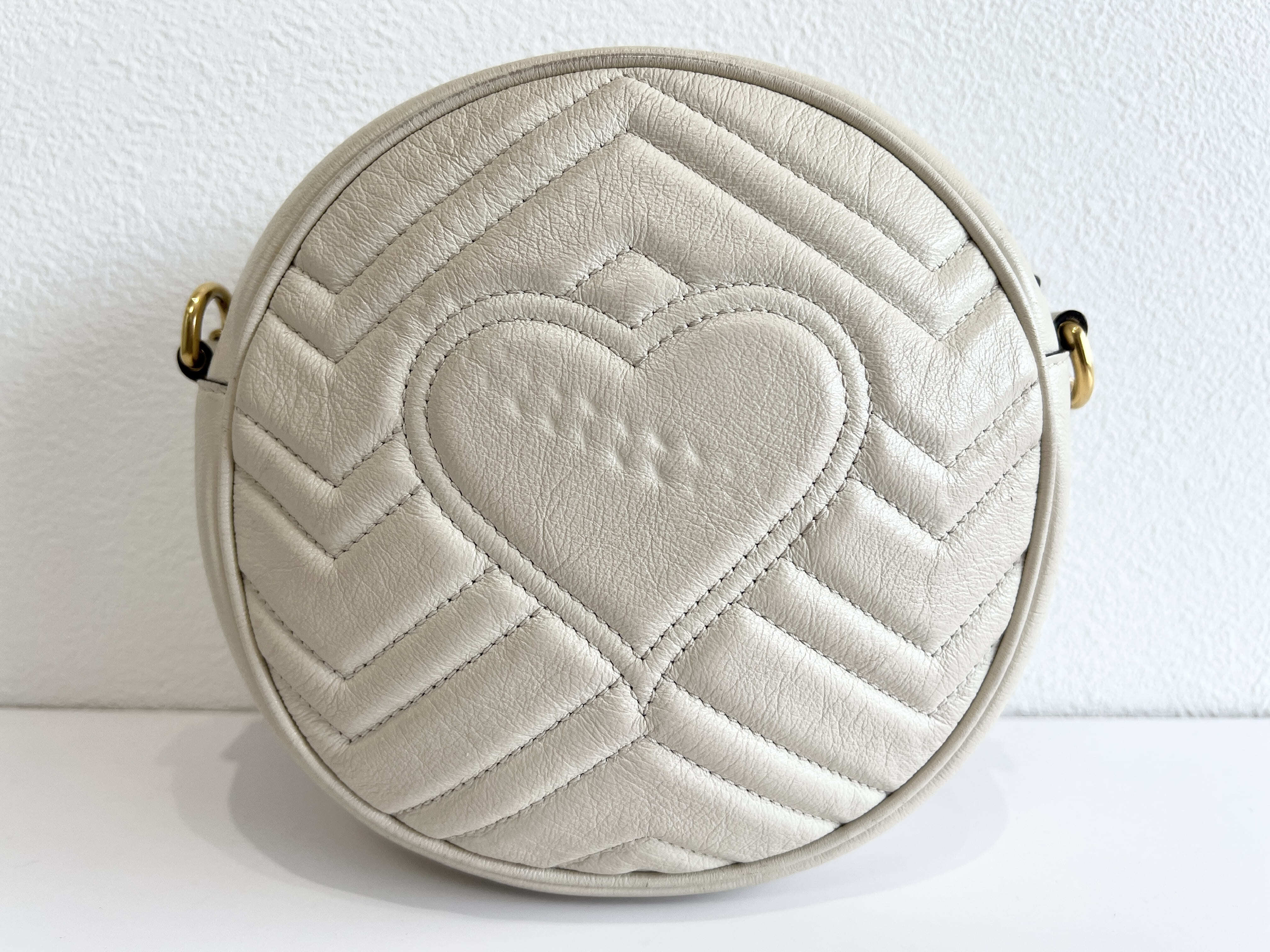 Marmont Quilted GG Logo Leather Round Chain Shoulder Bag — view 2