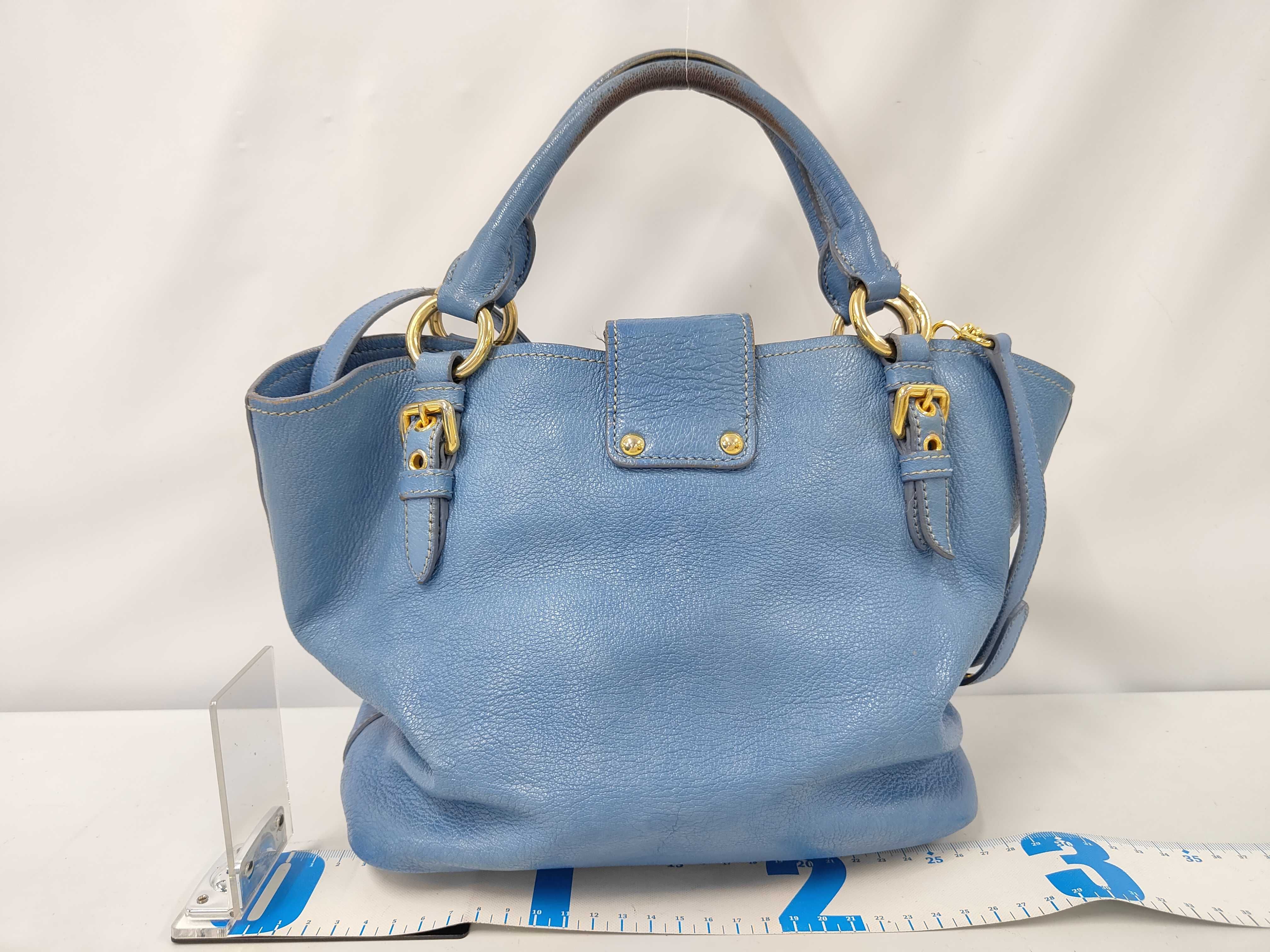 Leather/Blue/Gold Hardware Handbag — view 2