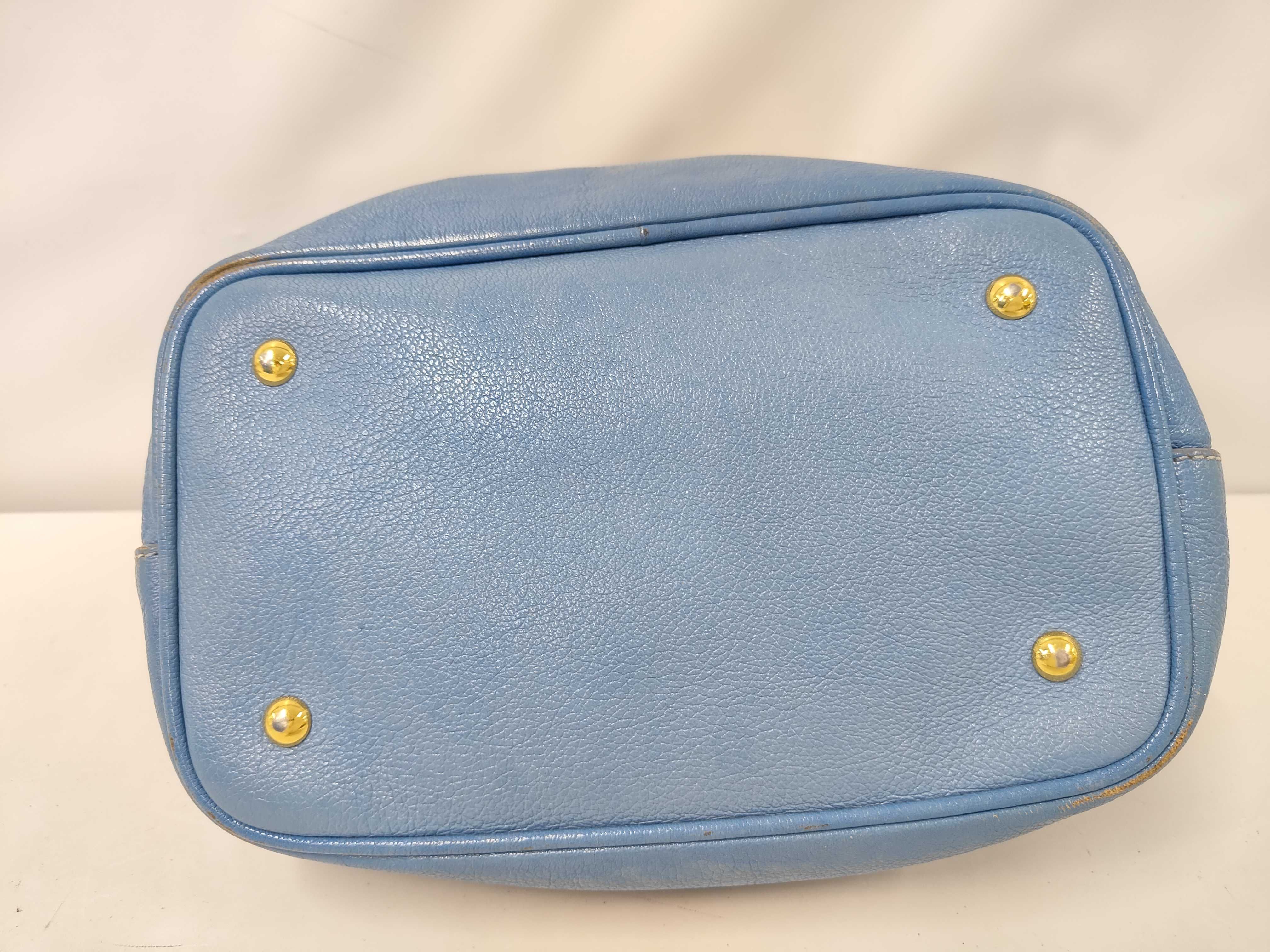 Leather/Blue/Gold Hardware Handbag — view 3