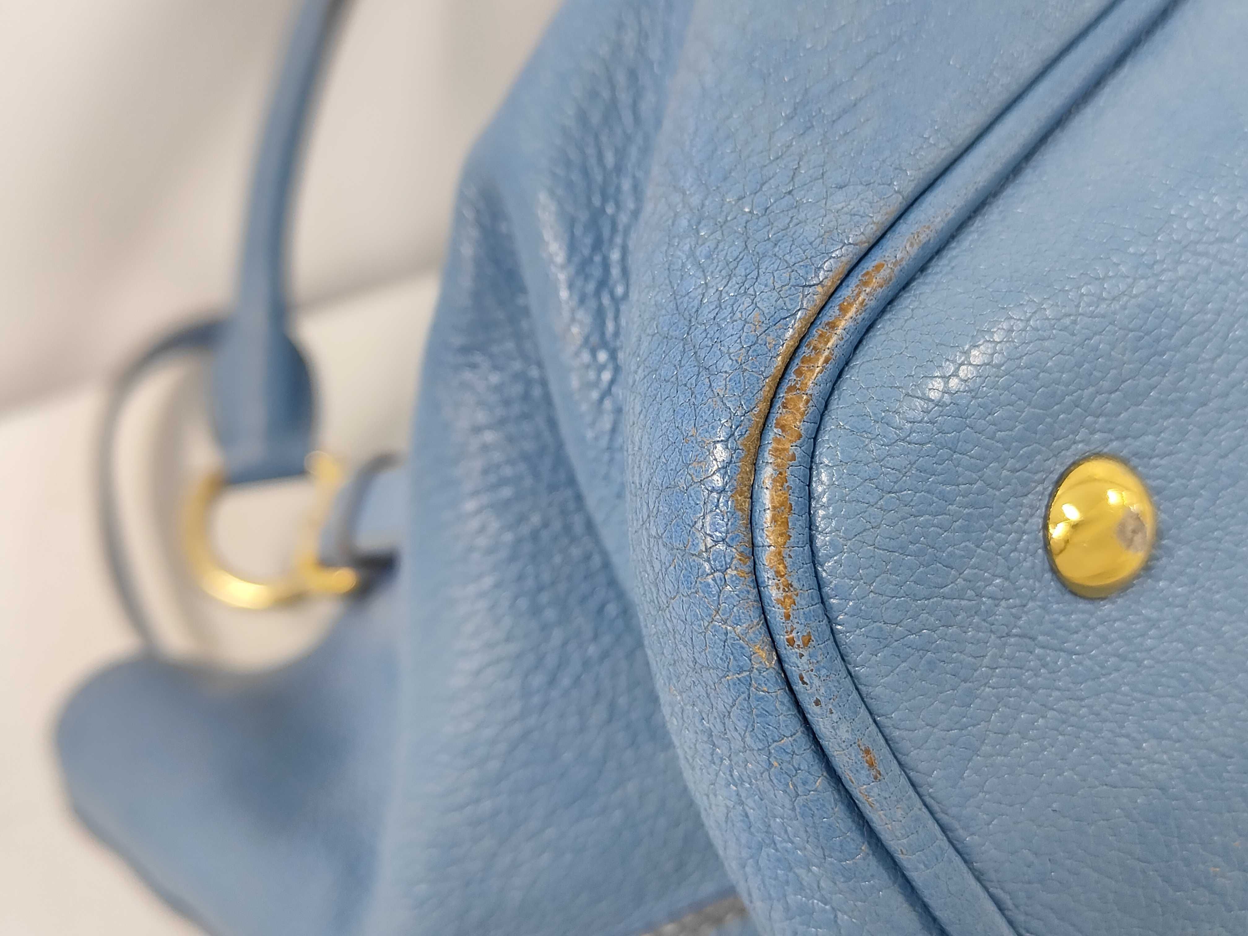 Leather/Blue/Gold Hardware Handbag — view 4