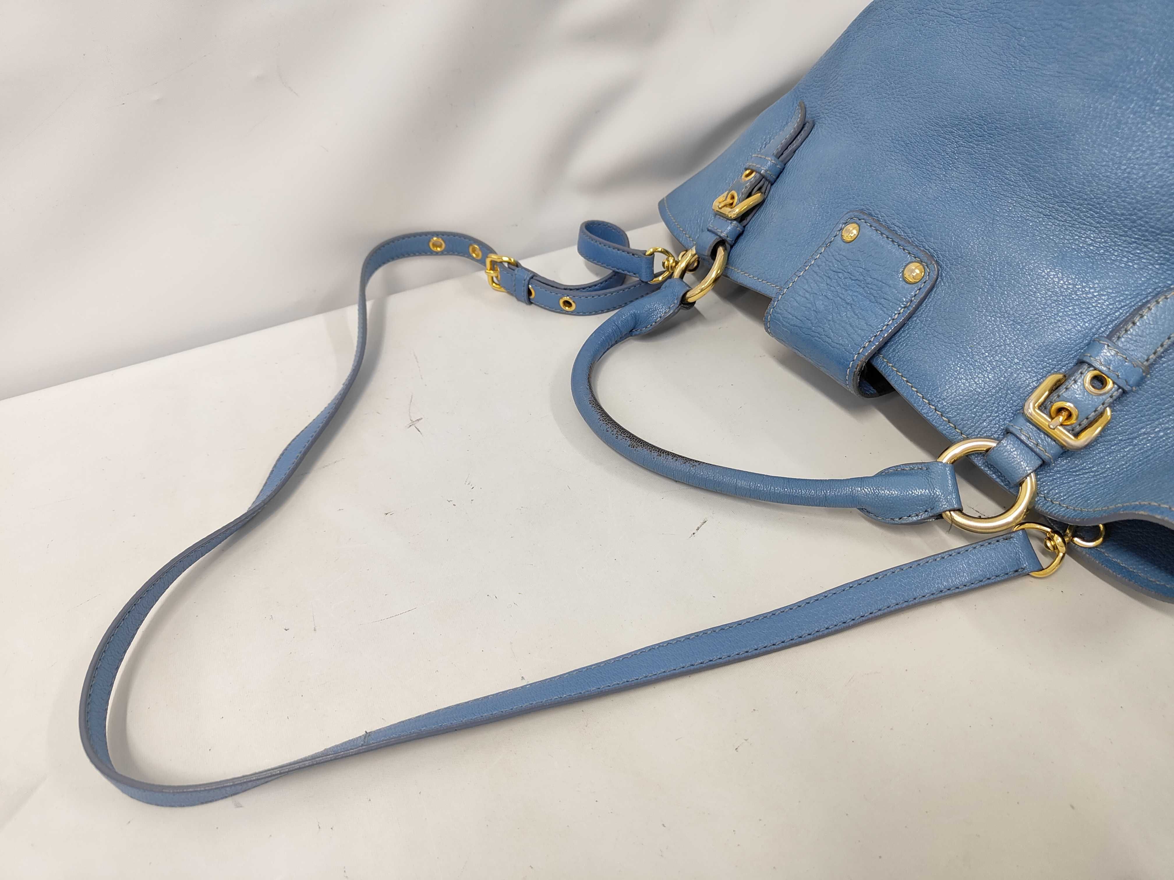 Leather/Blue/Gold Hardware Handbag — view 5