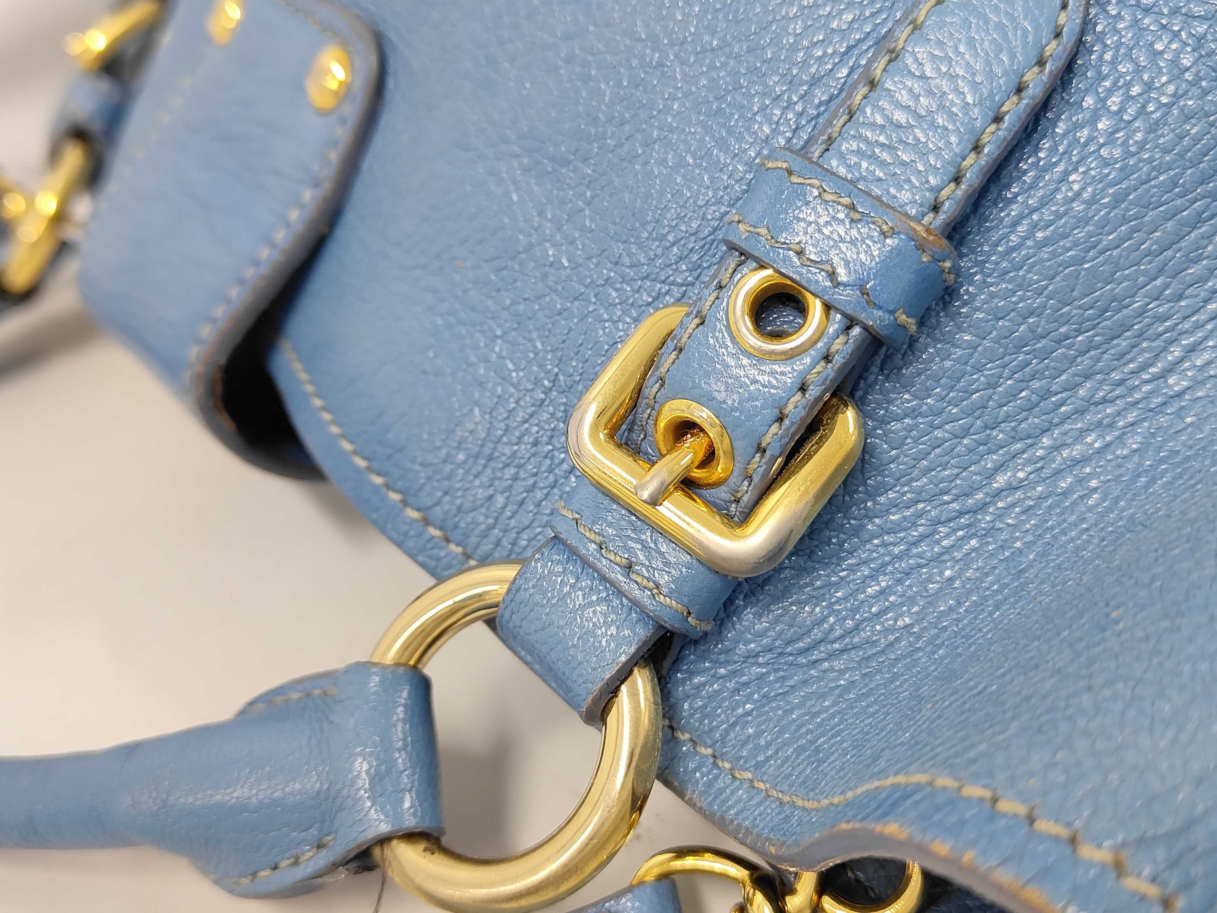 Leather/Blue/Gold Hardware Handbag — view 6