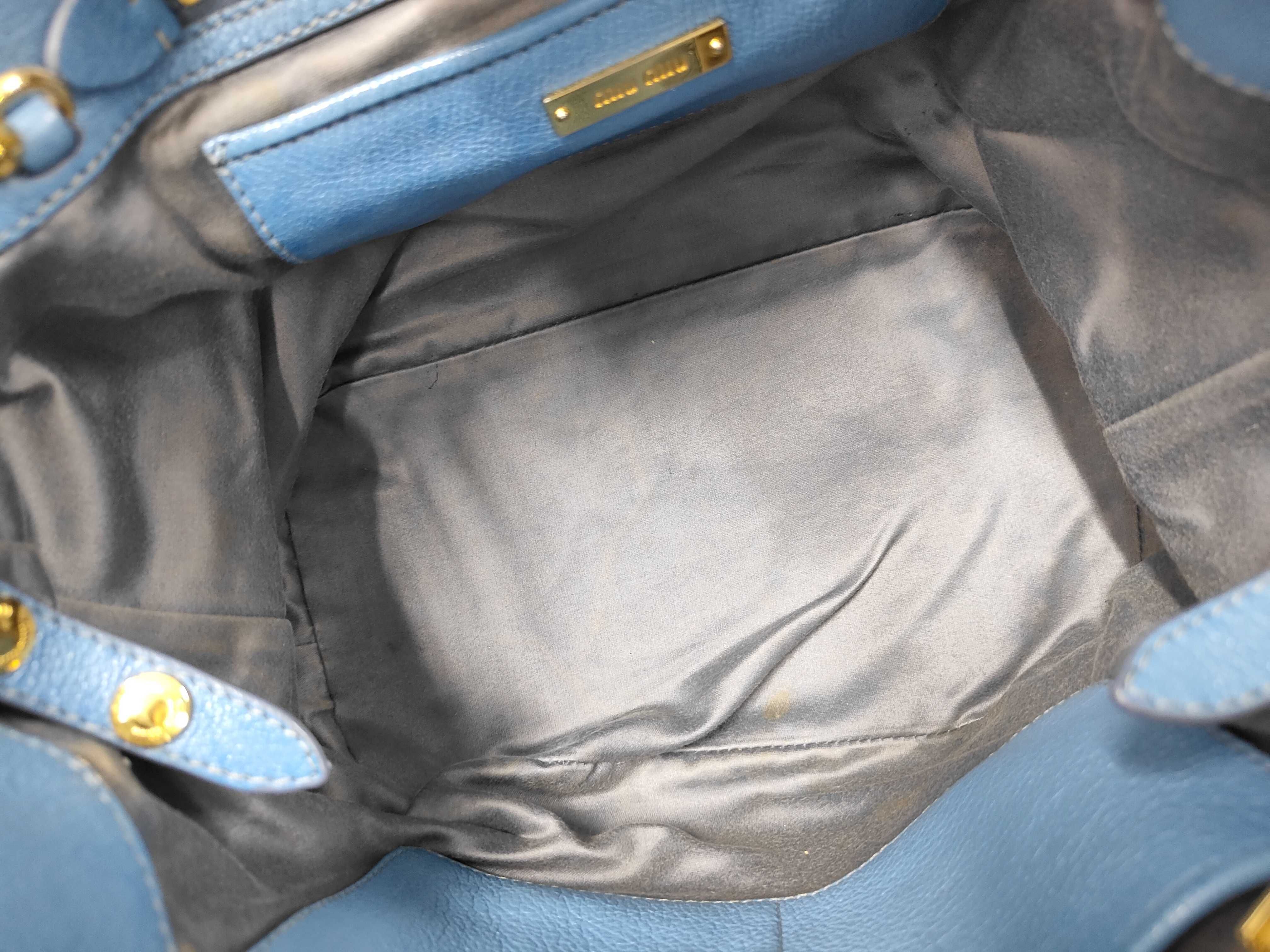 Leather/Blue/Gold Hardware Handbag — view 8