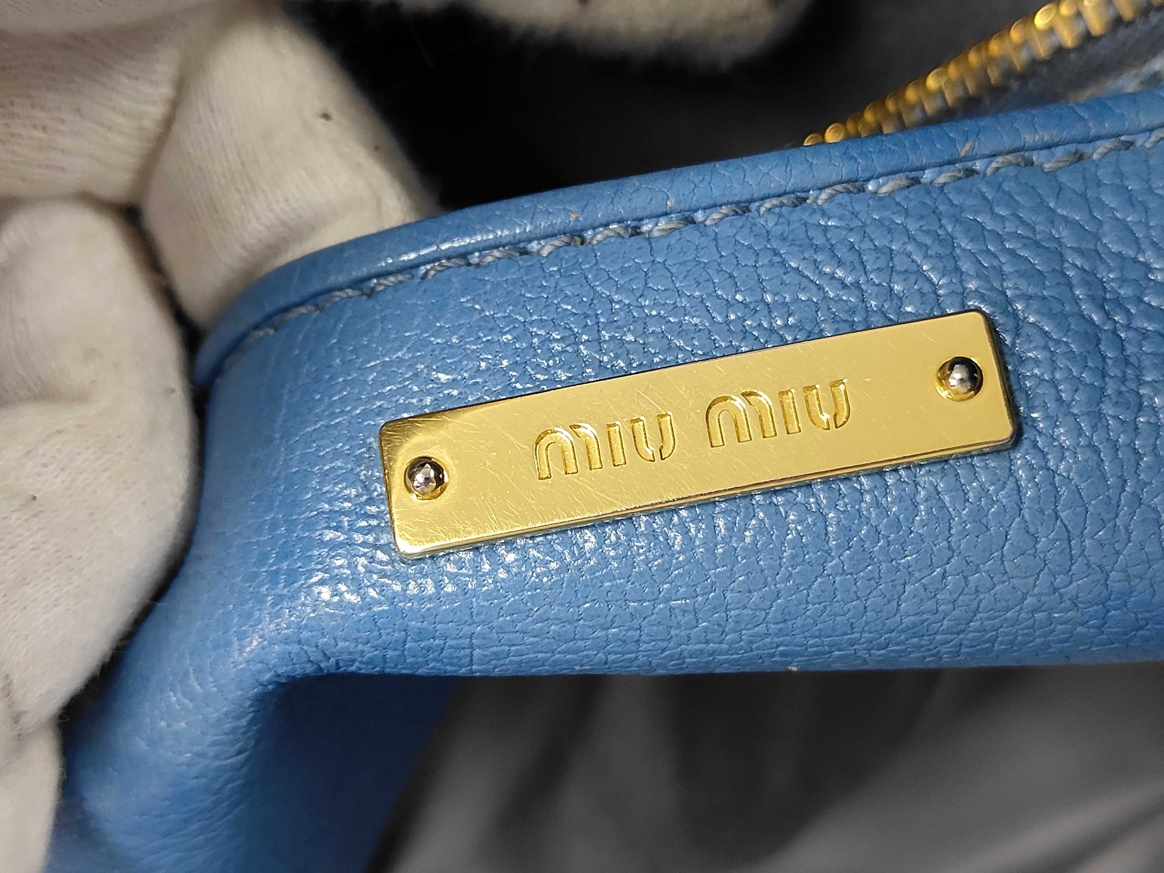 Leather/Blue/Gold Hardware Handbag — view 9