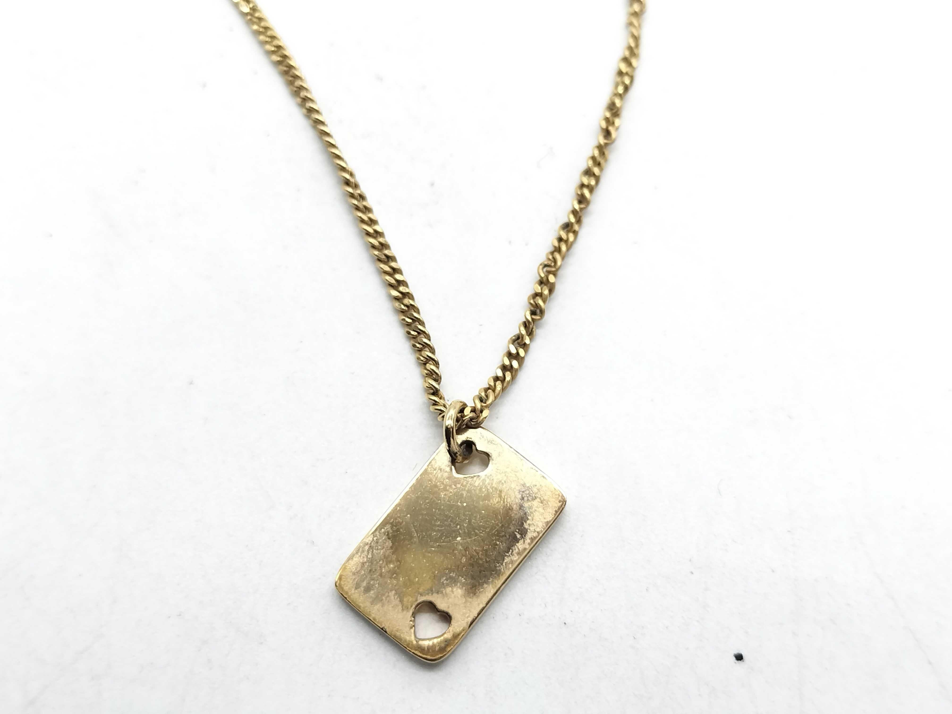 Playing Card Heart Gold Color Necklace — view 2