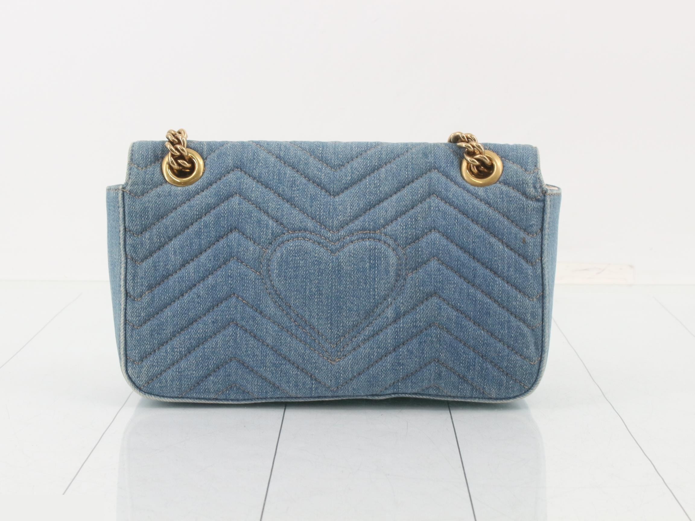 GG Marmont Denim Chain Shoulder Bag — view 2