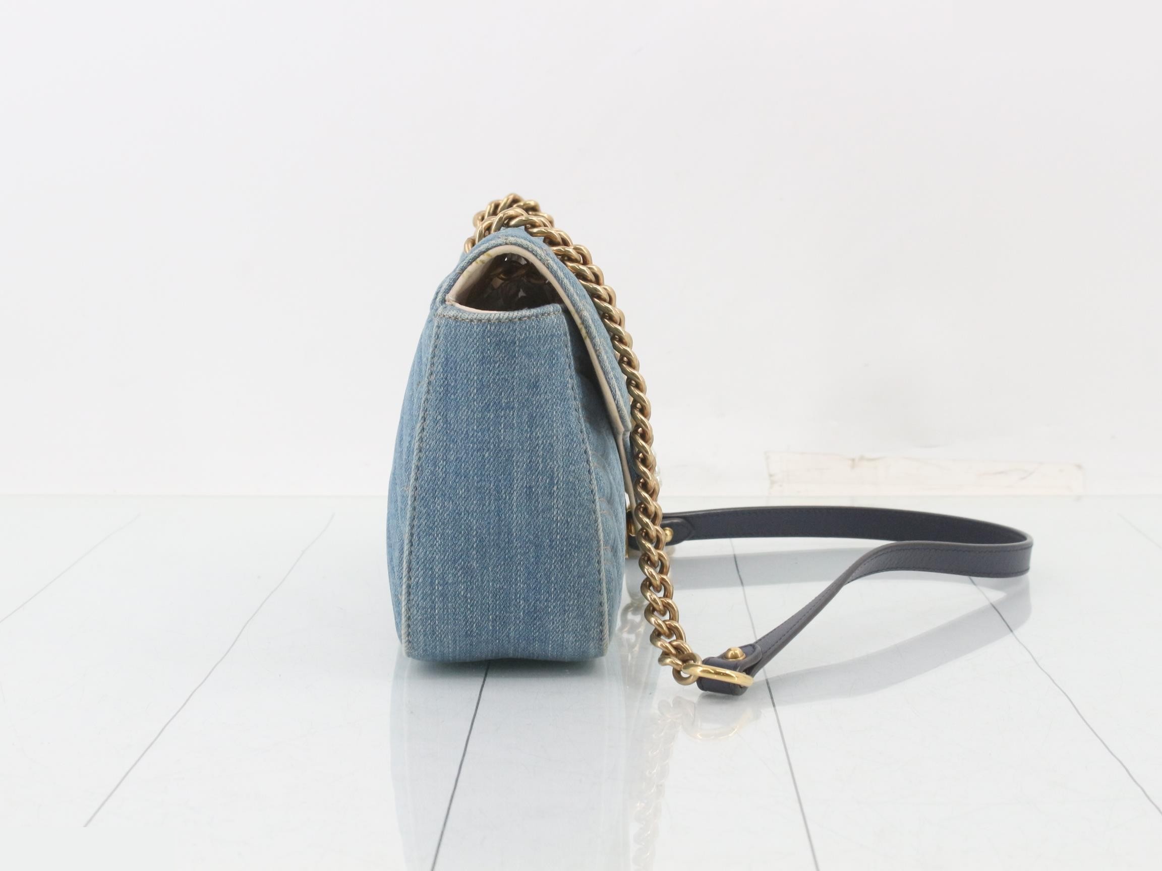 GG Marmont Denim Chain Shoulder Bag — view 4