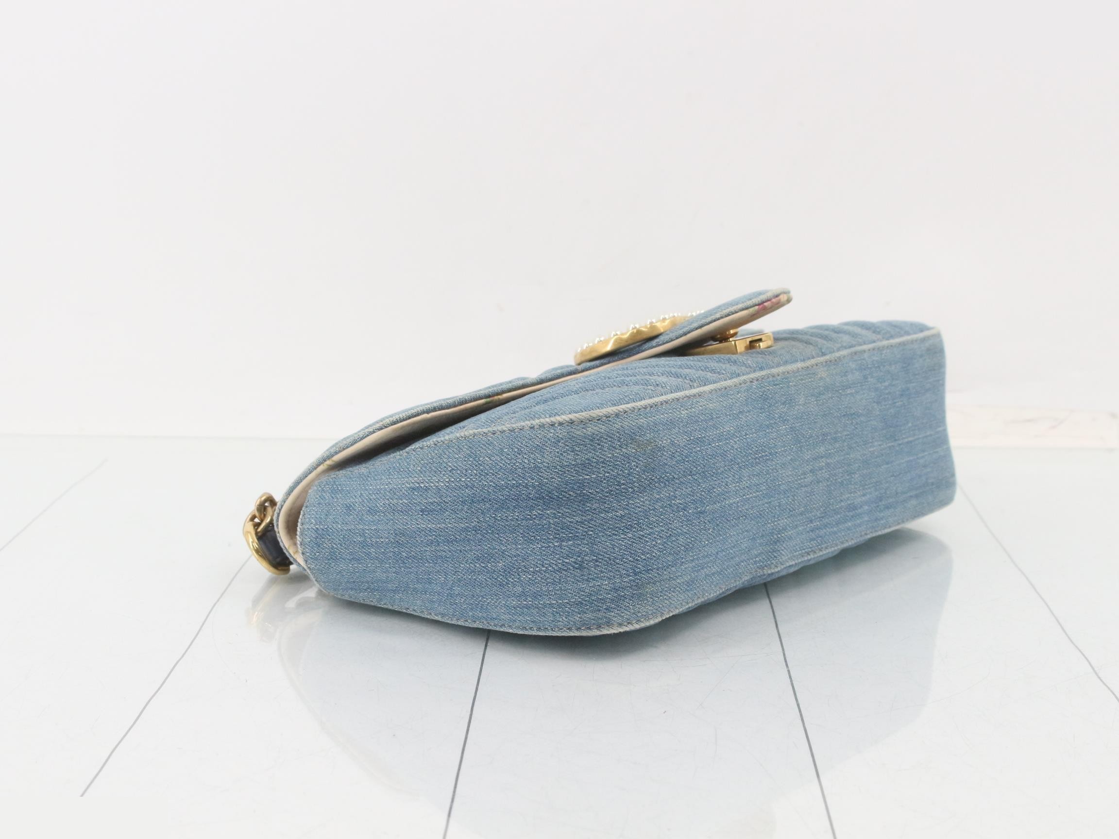 GG Marmont Denim Chain Shoulder Bag — view 5
