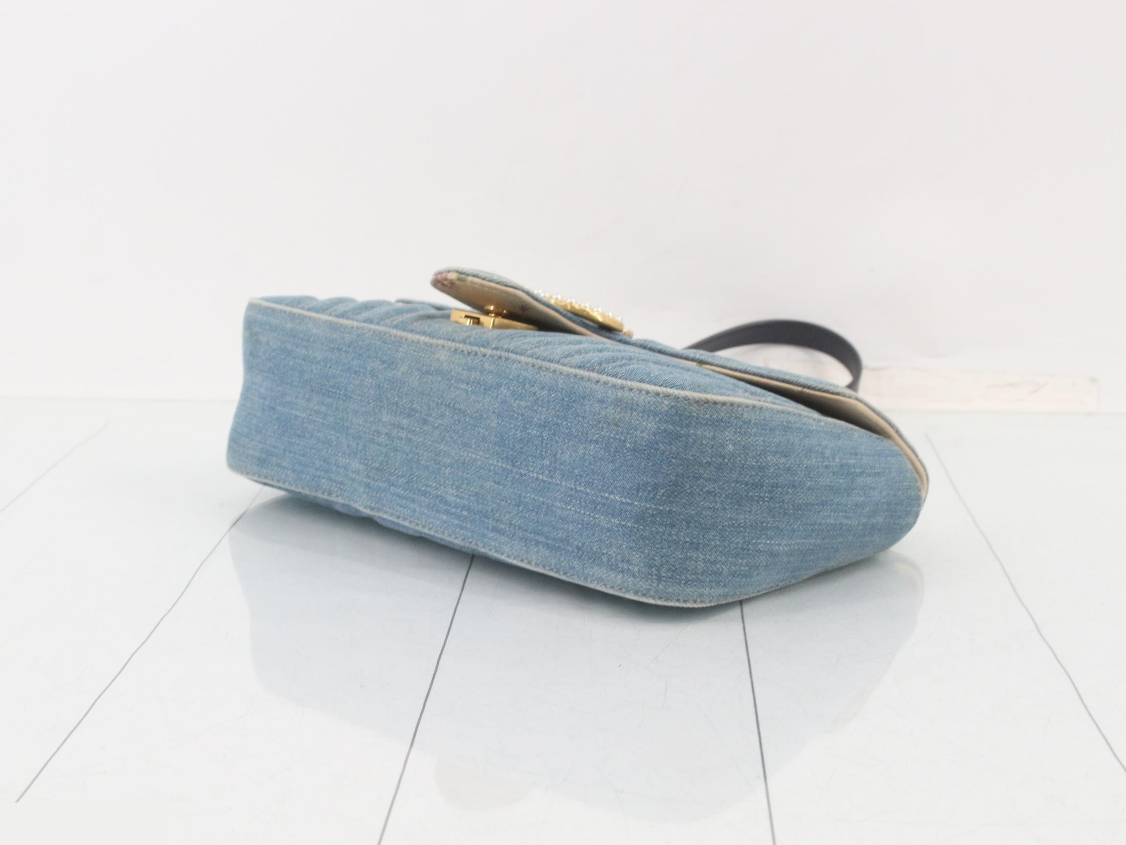 GG Marmont Denim Chain Shoulder Bag — view 6