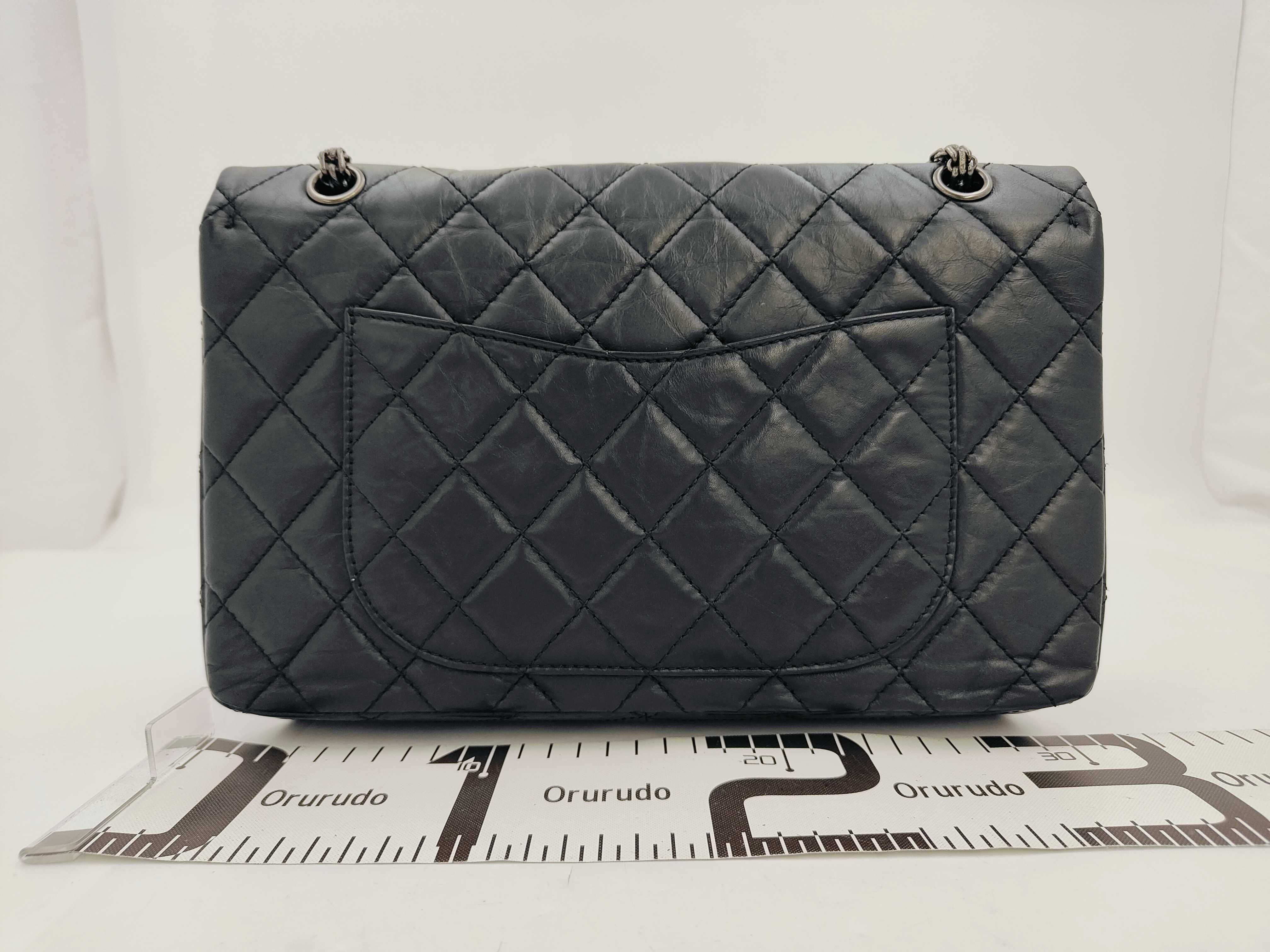 2.55 Black Quilted Calfskin Large Shoulder Bag (No. 18) with Card — view 2