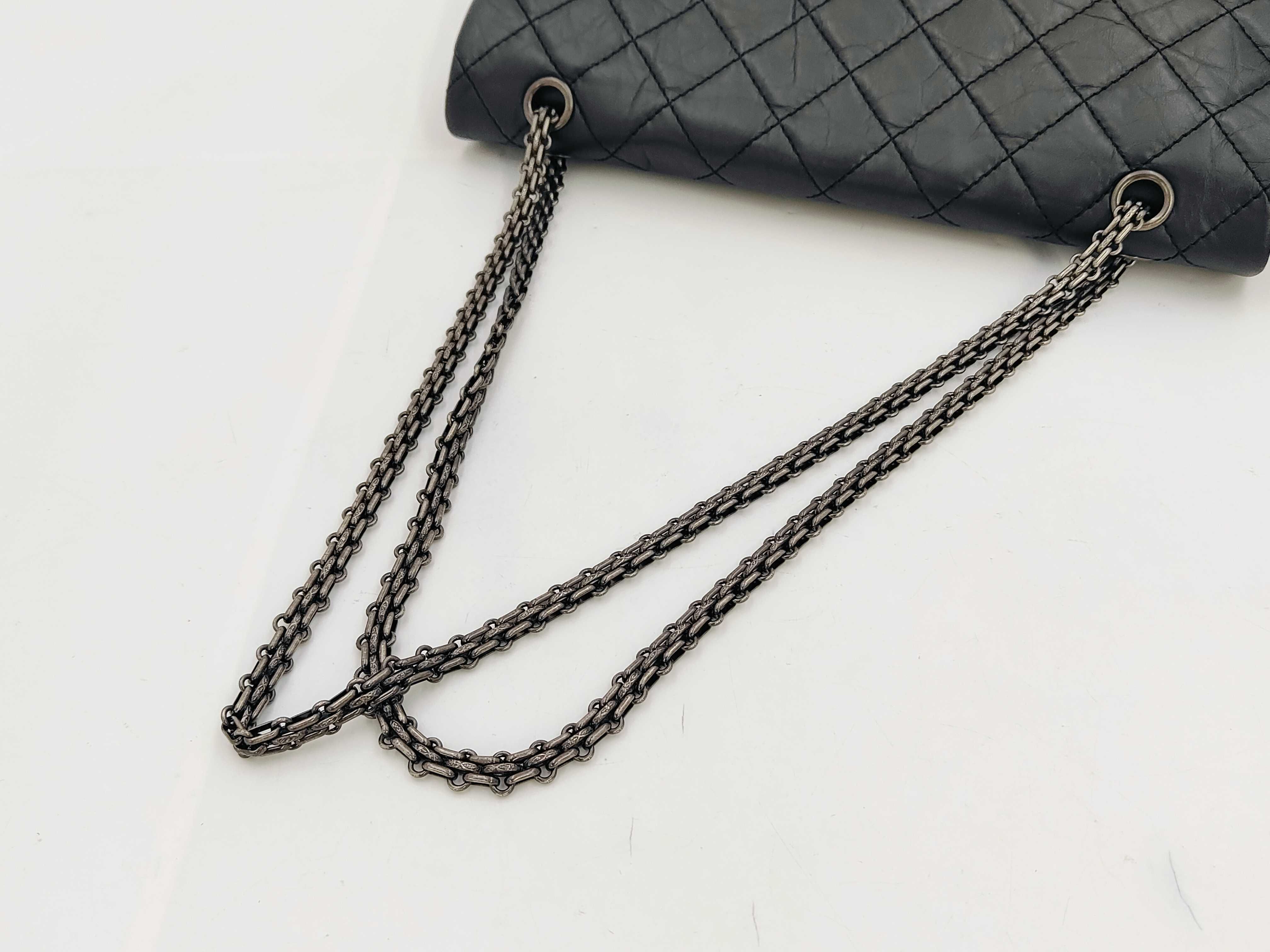 2.55 Black Quilted Calfskin Large Shoulder Bag (No. 18) with Card — view 3