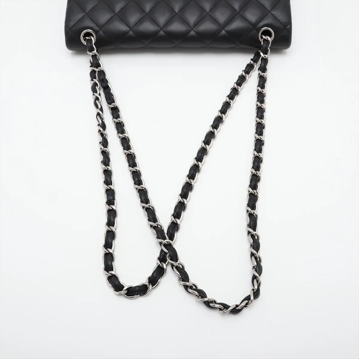 [Individually packaged] Chanel Large Matelassé 30 Lambskin Double Flap Double Chain Bag, Black with Silver Hardware, 15638549, Serial Number 15-series, A58600 — view 5