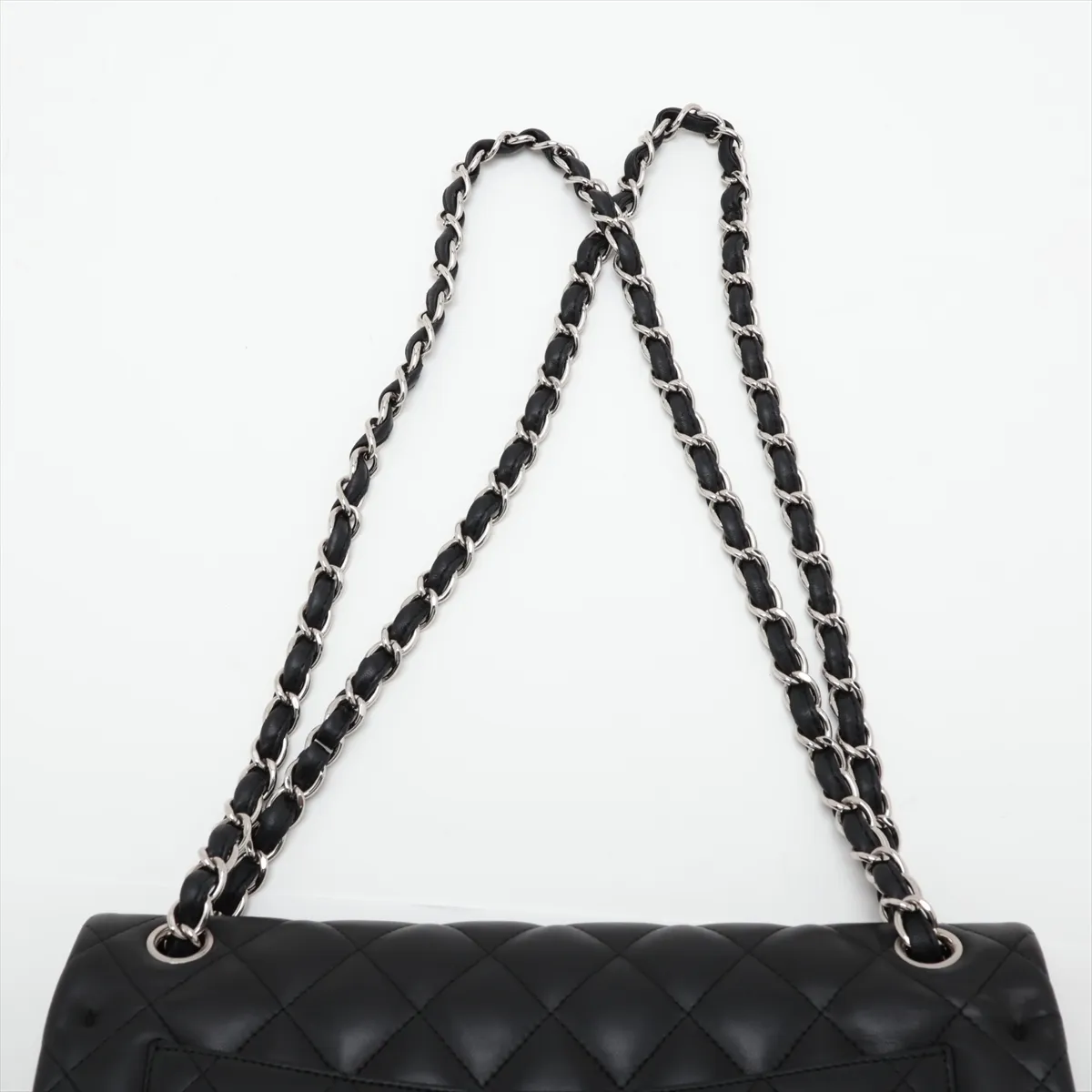 [Individually packaged] Chanel Large Matelassé 30 Lambskin Double Flap Double Chain Bag, Black with Silver Hardware, 15638549, Serial Number 15-series, A58600 — view 6