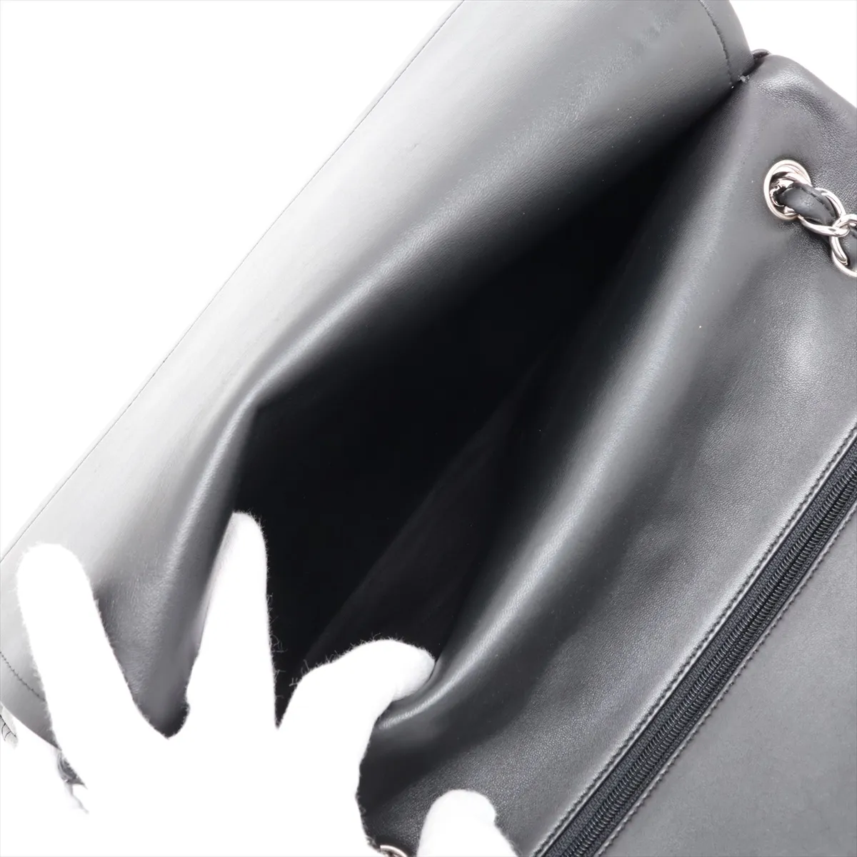 [Individually packaged] Chanel Large Matelassé 30 Lambskin Double Flap Double Chain Bag, Black with Silver Hardware, 15638549, Serial Number 15-series, A58600 — view 10