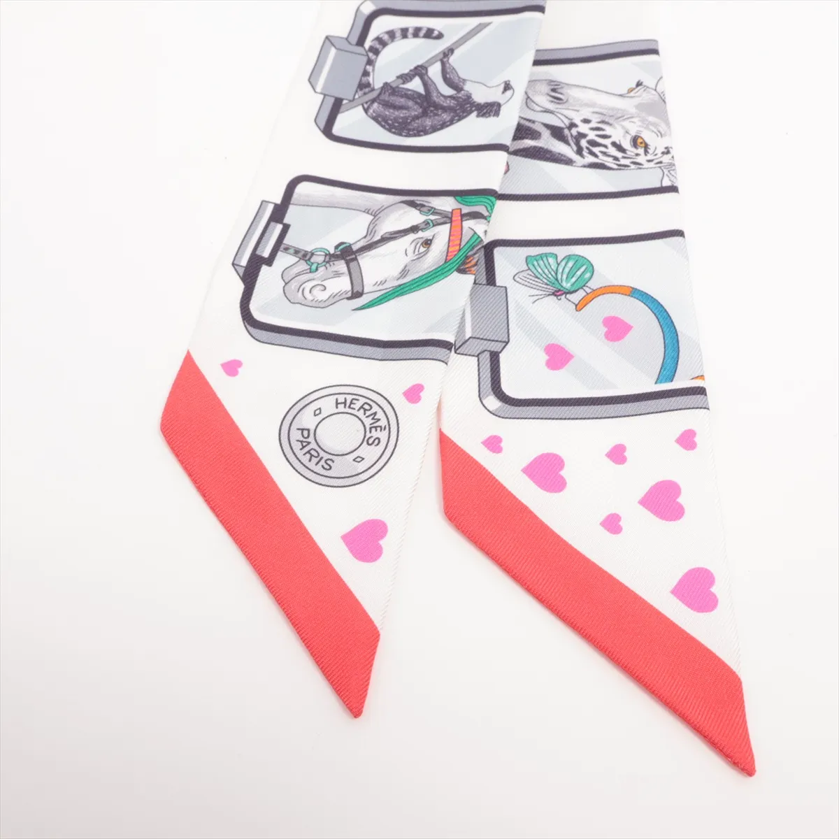 Carre 55 Hermes Sellier Scarf Silk White — view 2