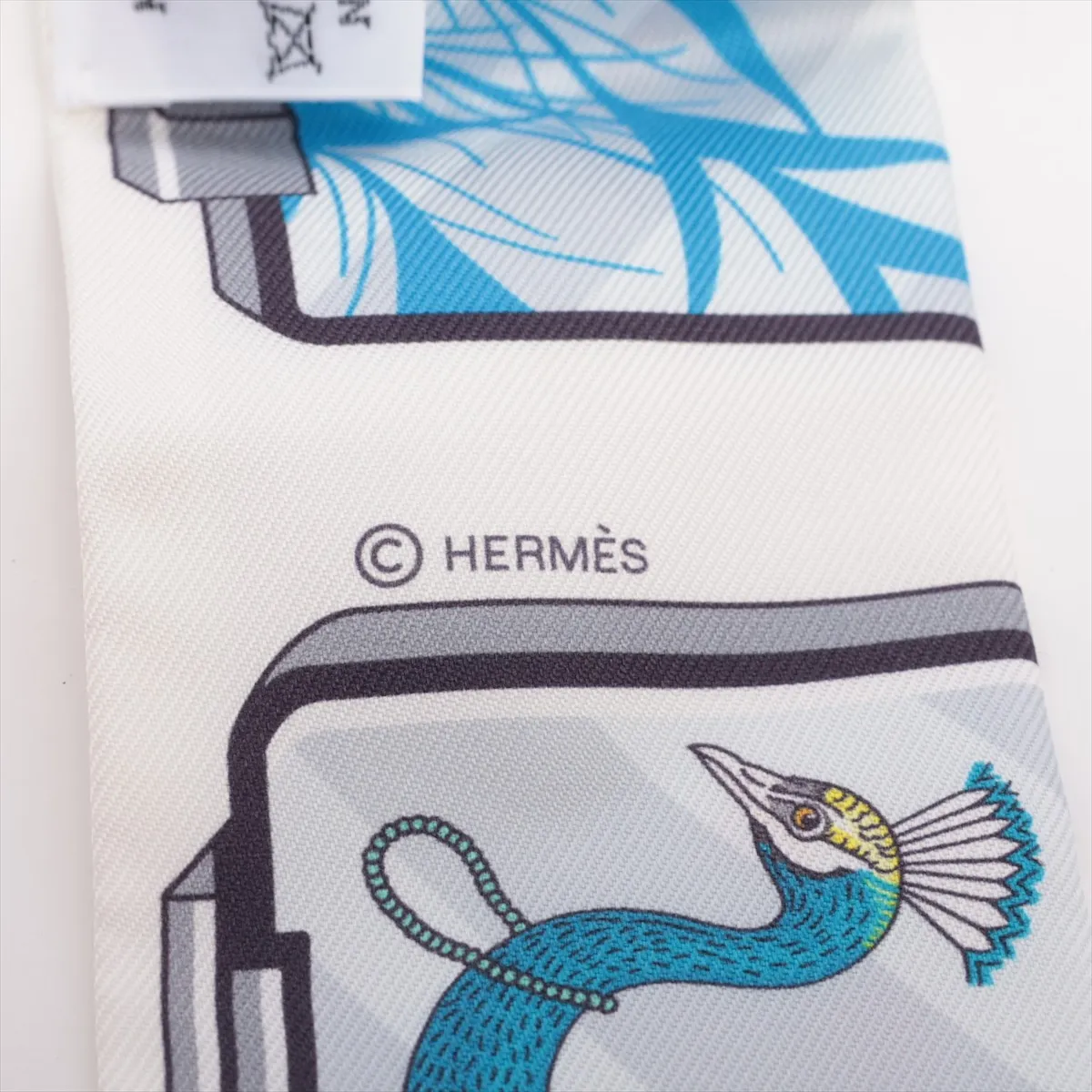 Carre 55 Hermes Sellier Scarf Silk White — view 3