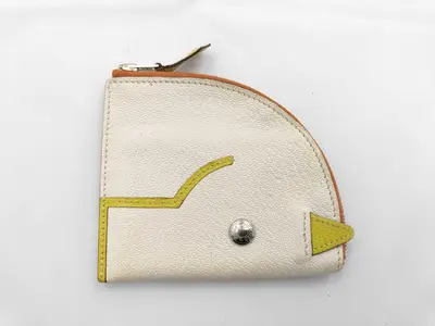 White Calfskin Paddock Y Stamp Coin Case