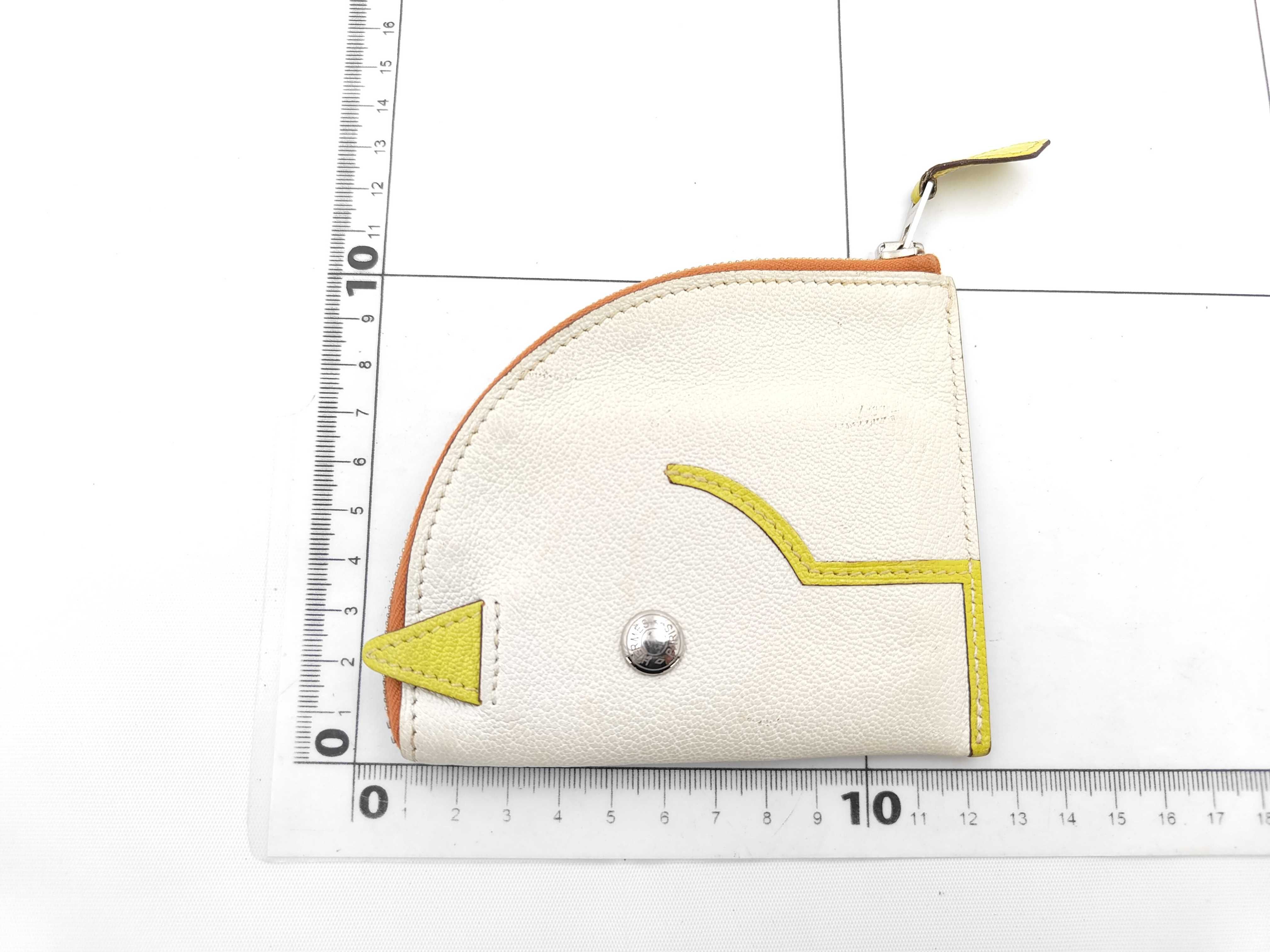 White Calfskin Paddock Y Stamp Coin Case — view 2