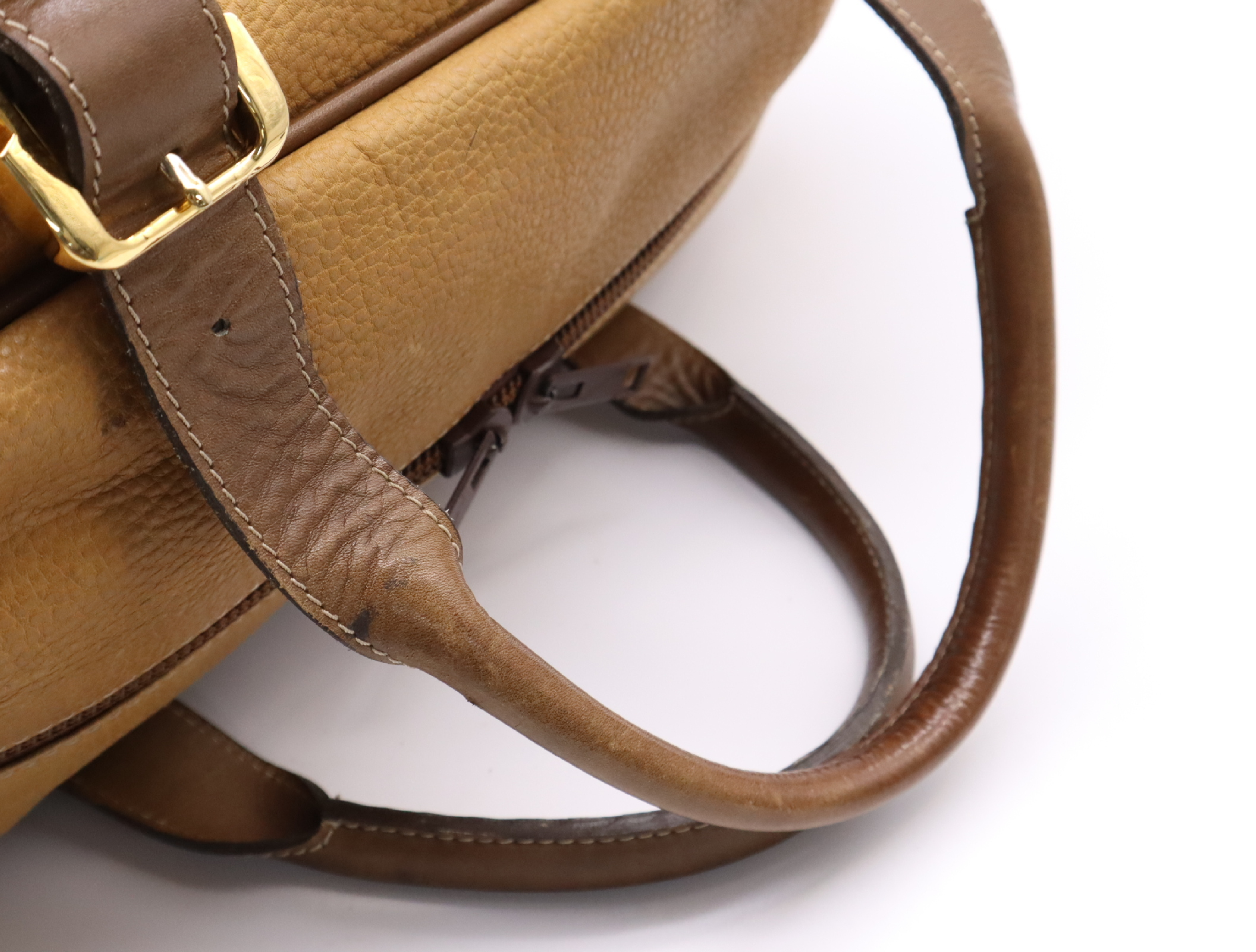 Leather Amazona Boston Bag, Brown, Gold Hardware — view 12