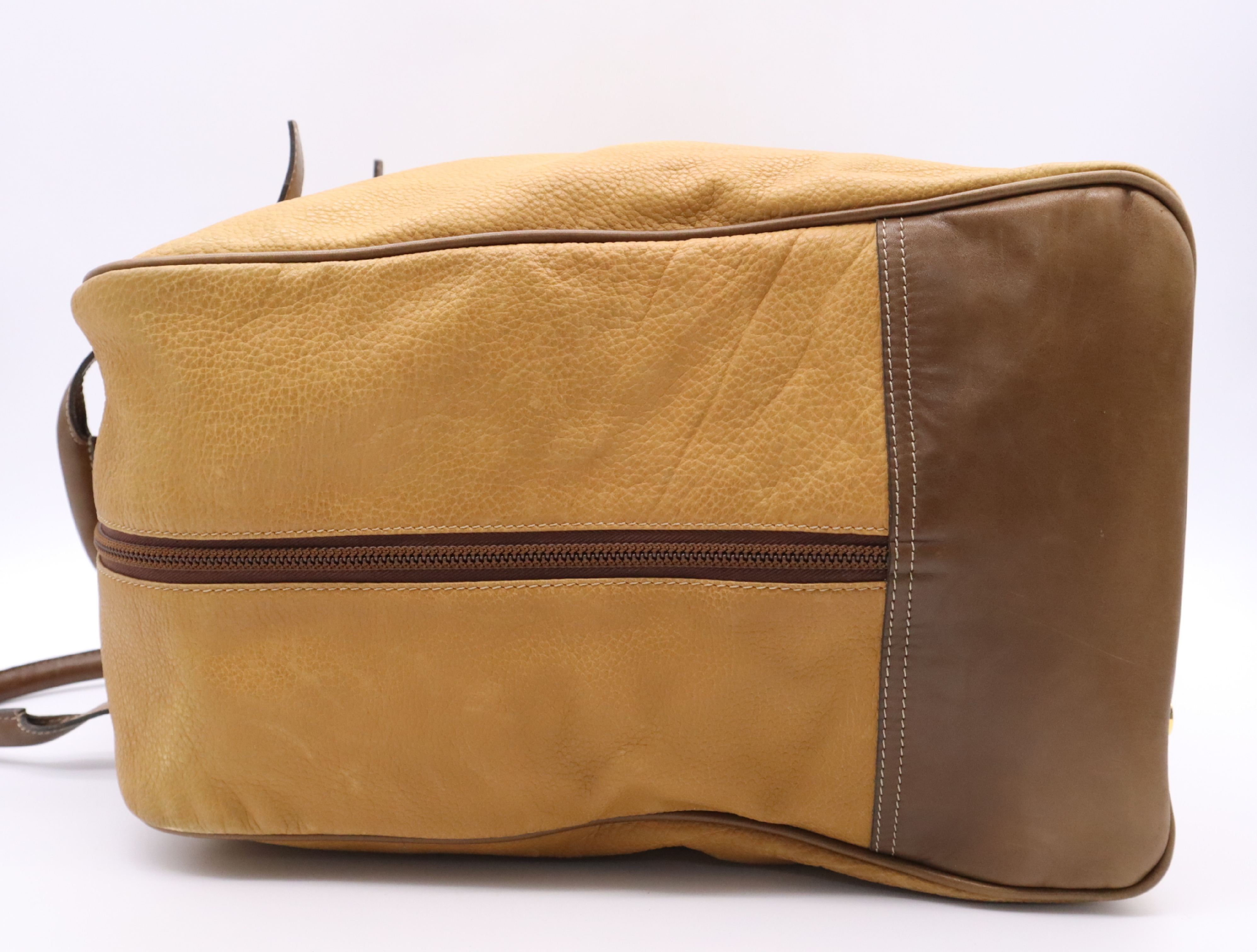 Leather Amazona Boston Bag, Brown, Gold Hardware — view 3