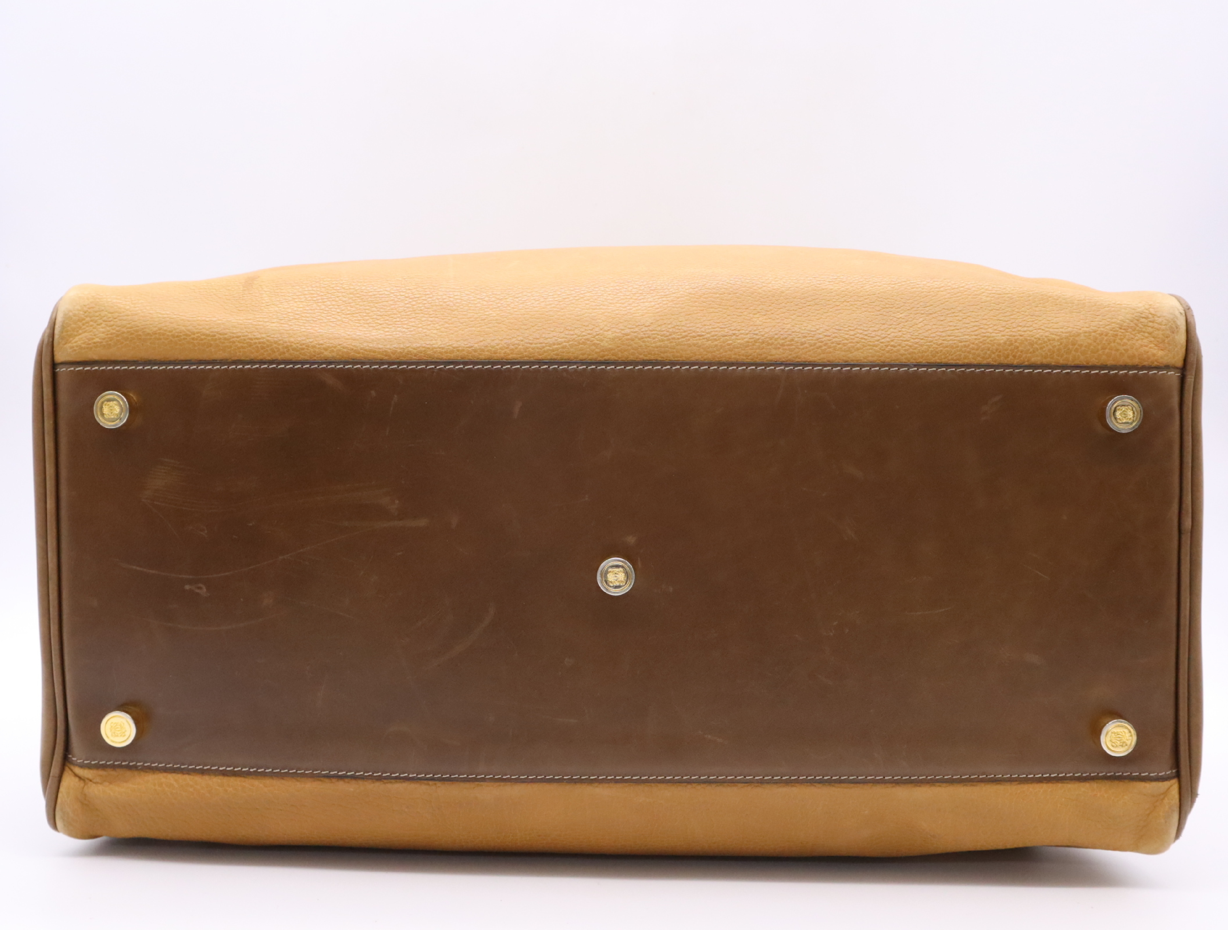 Leather Amazona Boston Bag, Brown, Gold Hardware — view 4