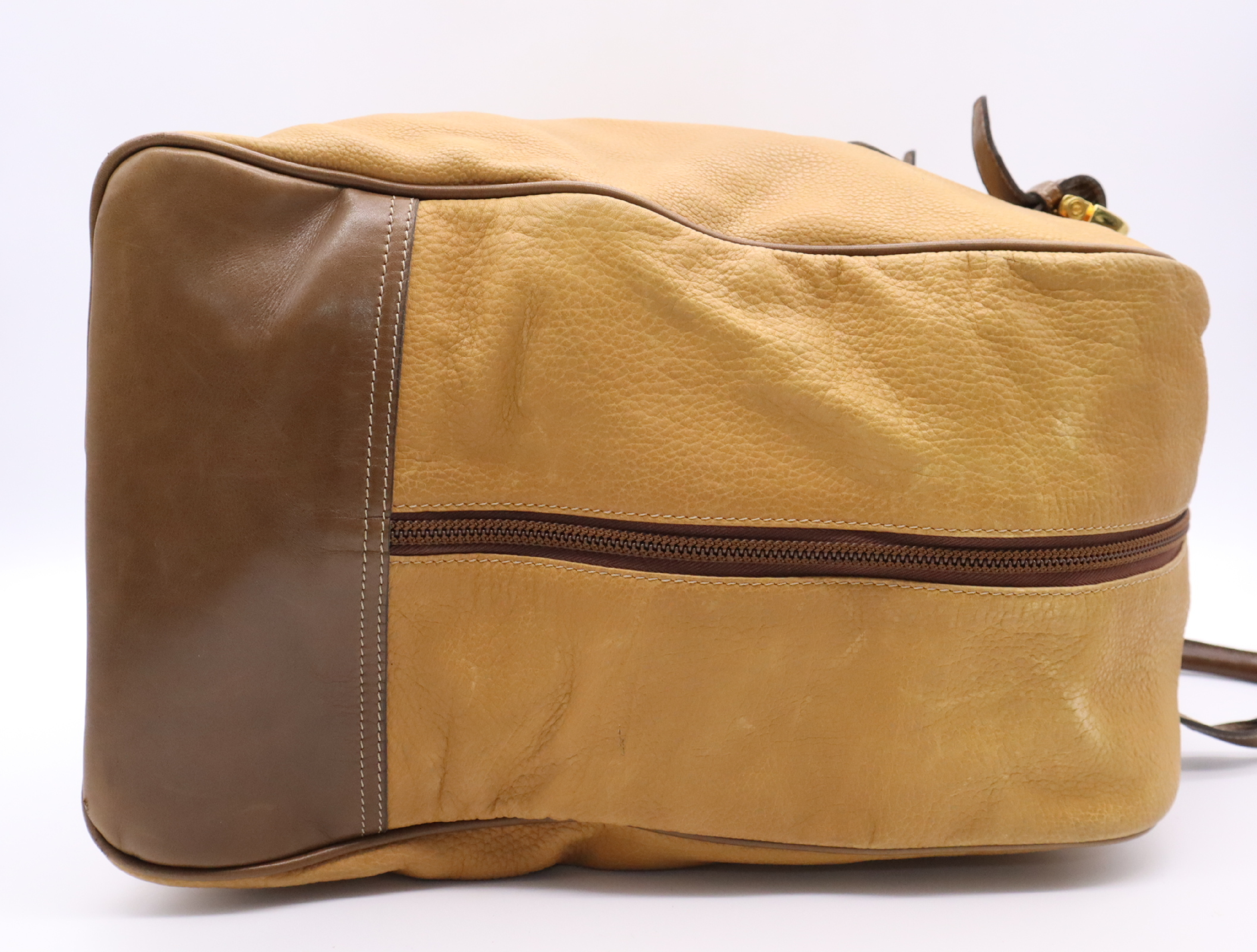 Leather Amazona Boston Bag, Brown, Gold Hardware — view 5