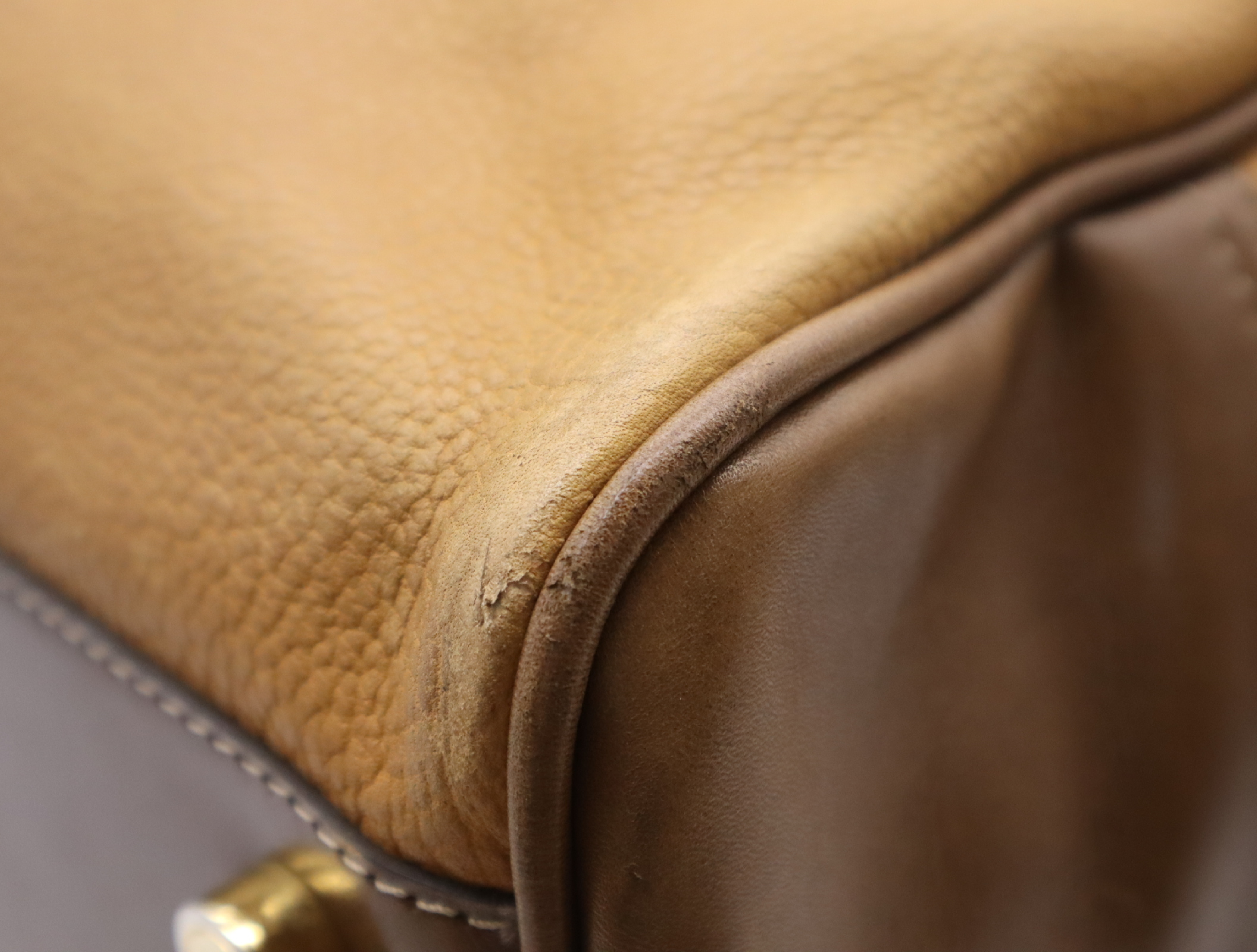 Leather Amazona Boston Bag, Brown, Gold Hardware — view 7