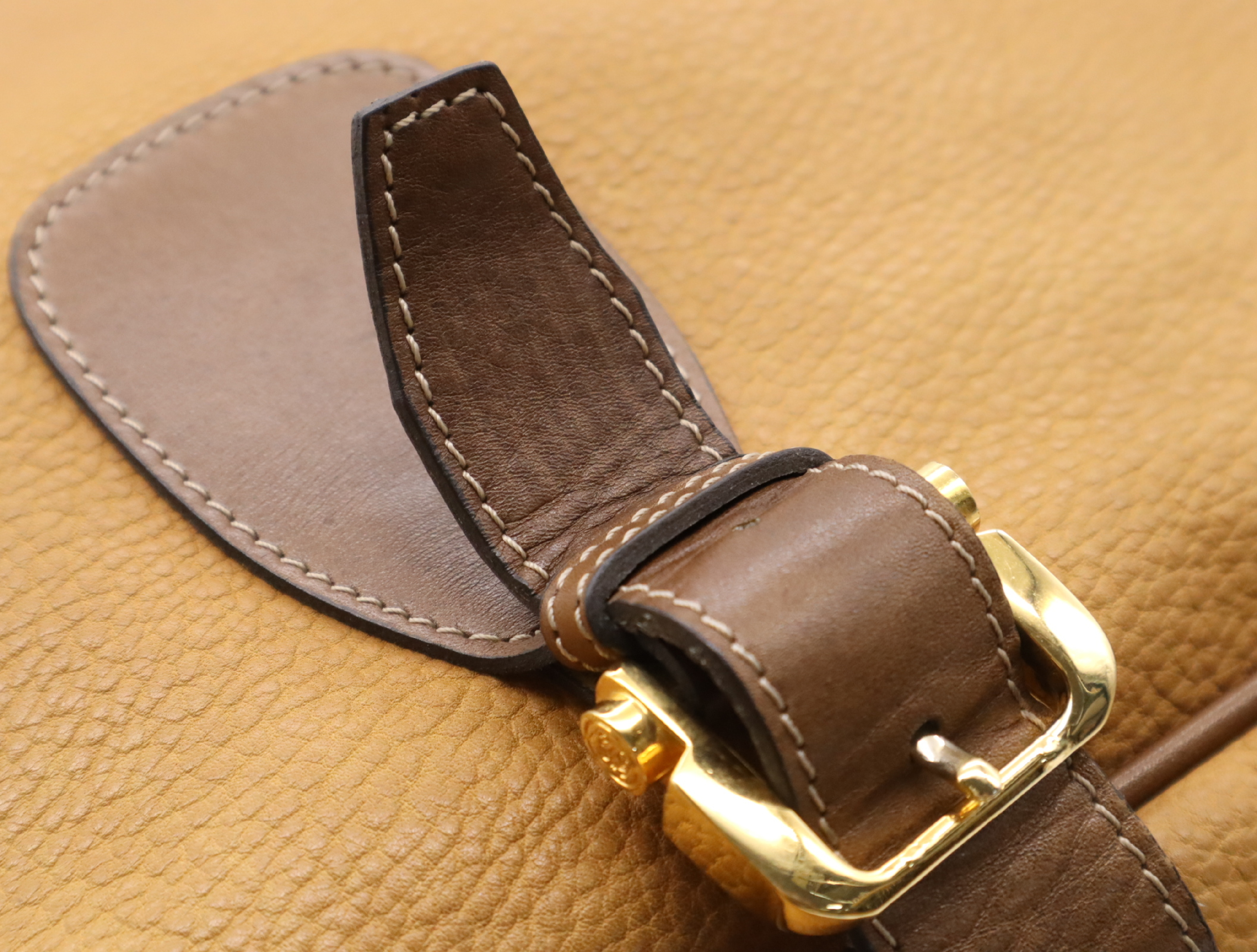 Leather Amazona Boston Bag, Brown, Gold Hardware — view 9
