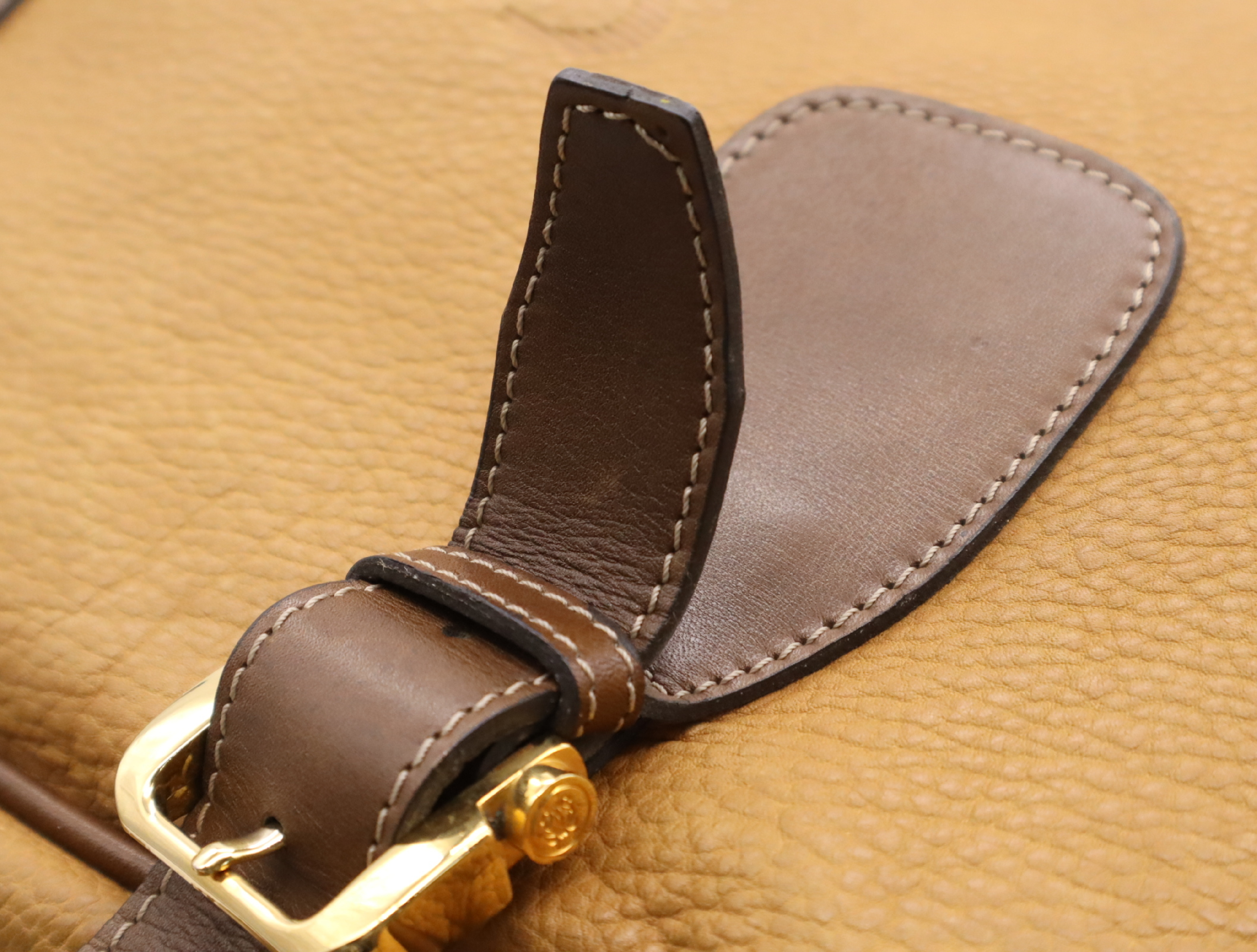 Leather Amazona Boston Bag, Brown, Gold Hardware — view 10