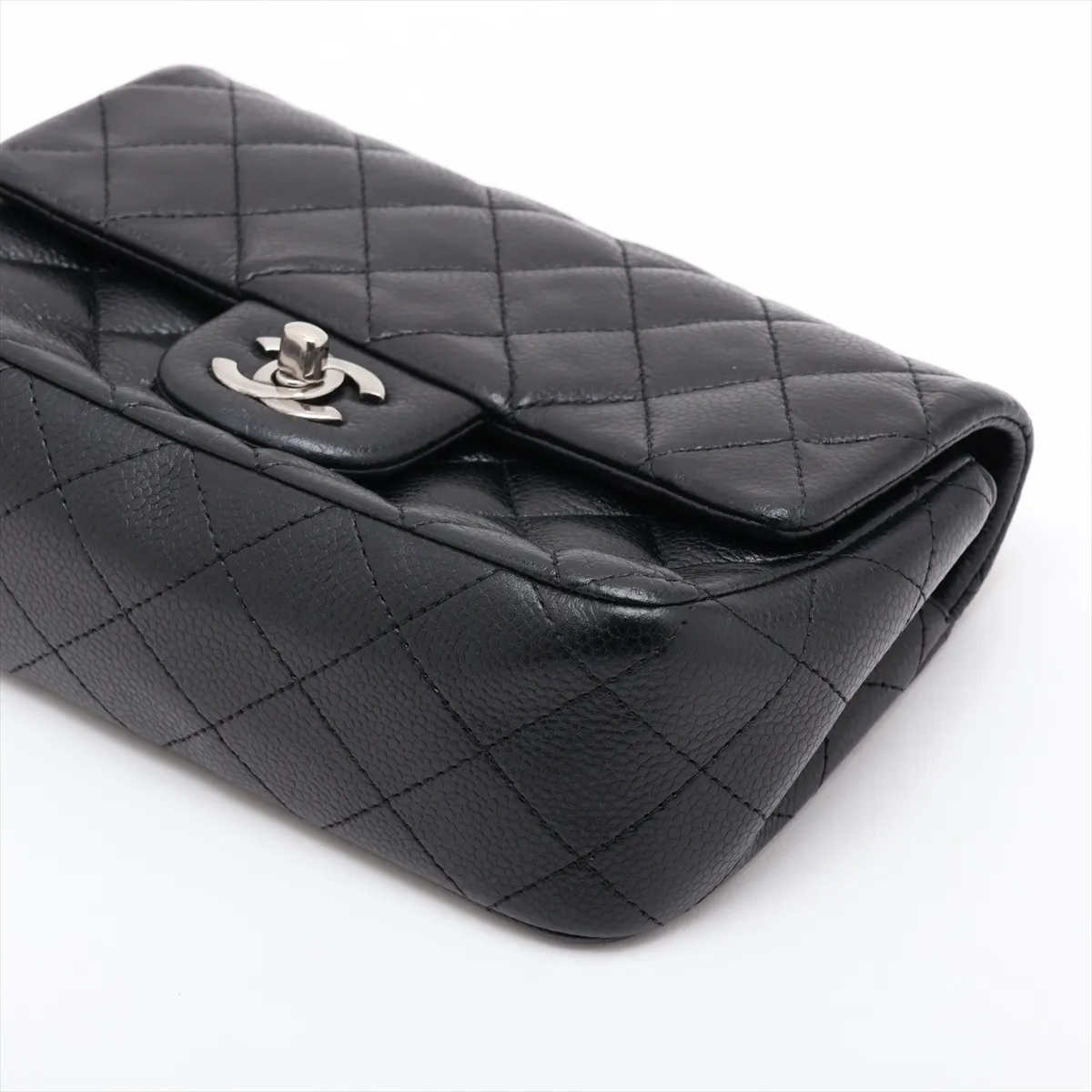 Mini Matelassé 20 Caviar Skin Single Flap Single Chain Bag, Black with Silver Hardware, 21843549, Serial Number 21-A69900 — view 3