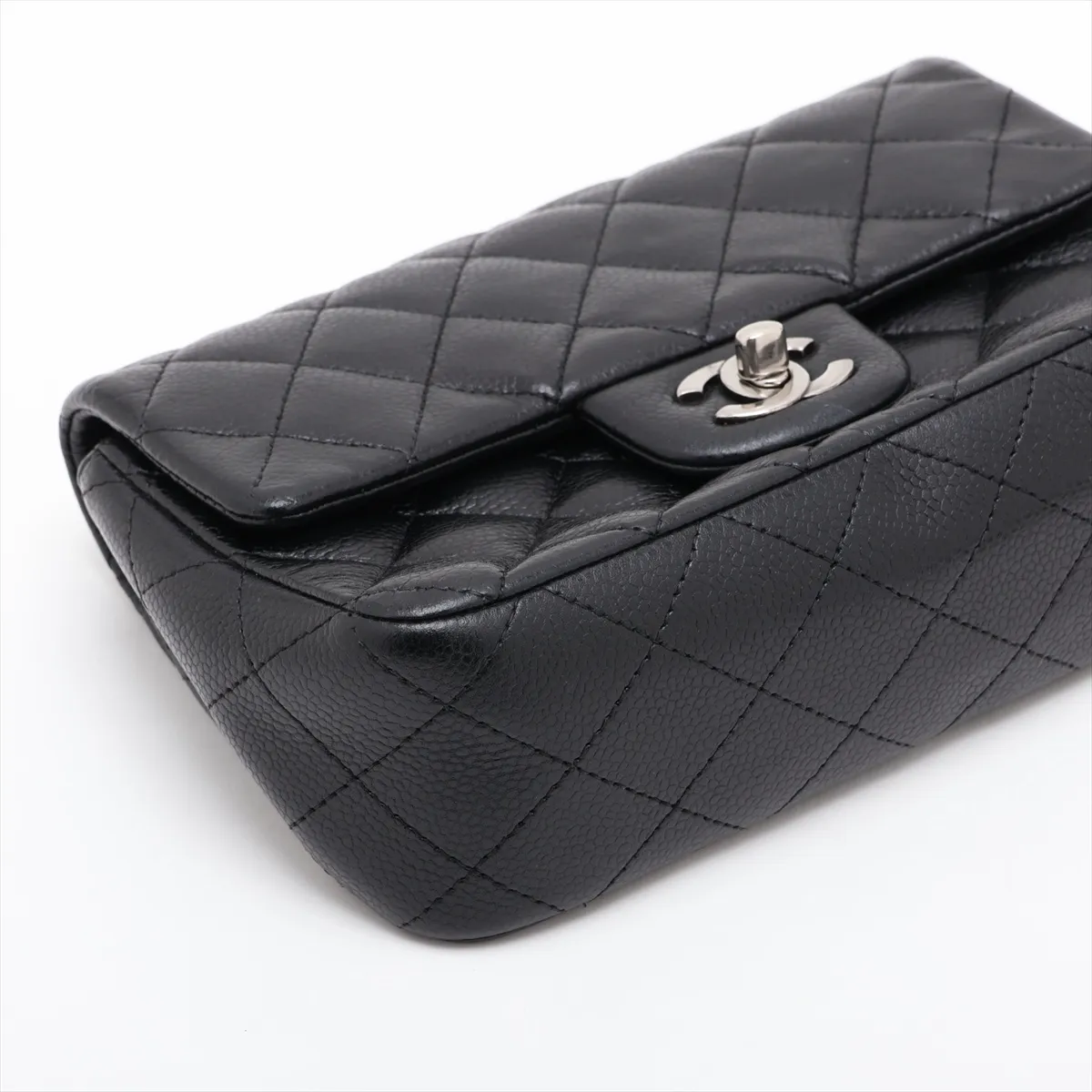 Mini Matelassé 20 Caviar Skin Single Flap Single Chain Bag, Black with Silver Hardware, 21843549, Serial Number 21-A69900 — view 4