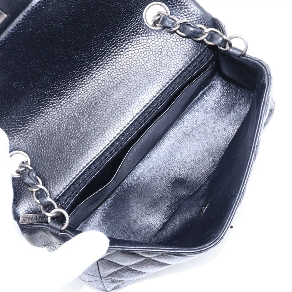 Mini Matelassé 20 Caviar Skin Single Flap Single Chain Bag, Black with Silver Hardware, 21843549, Serial Number 21-A69900 — view 6