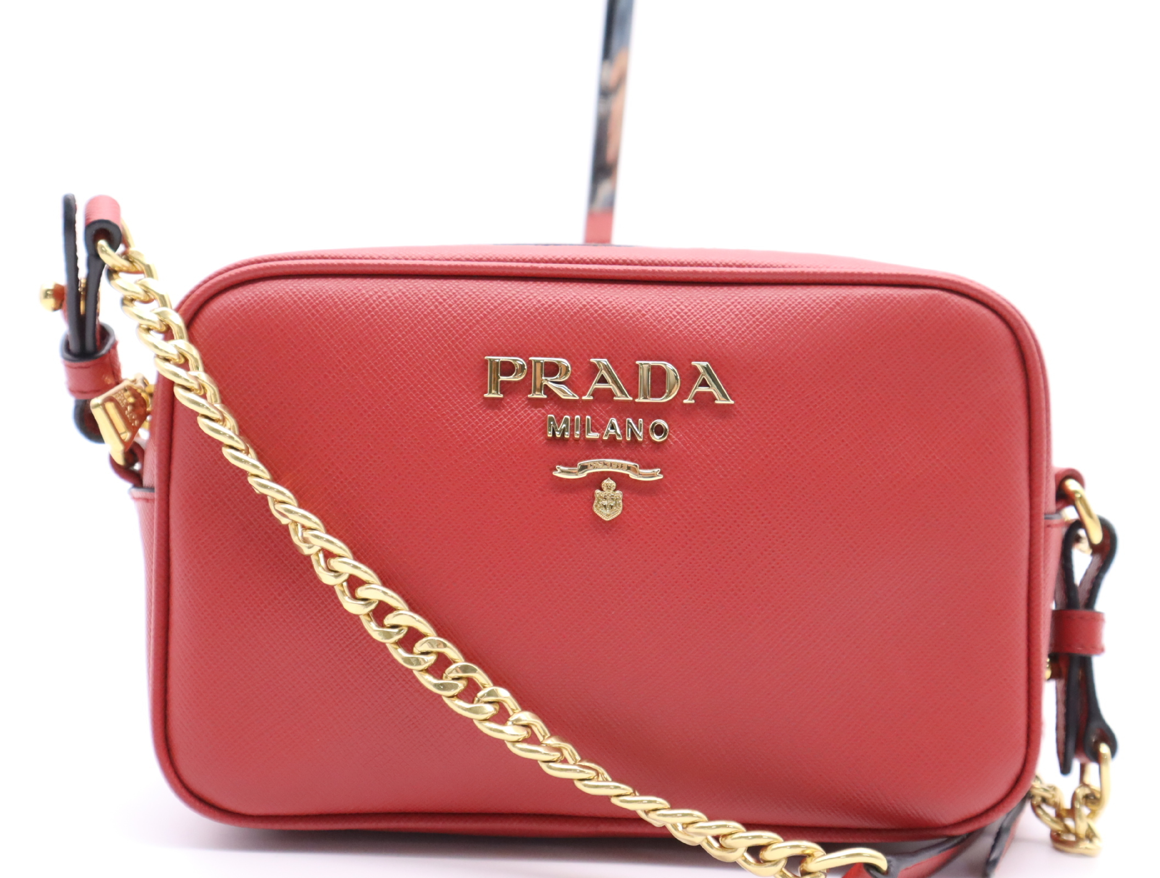 1BH149 Leather Saffiano Mini Shoulder Bag Red Shoulder Bag