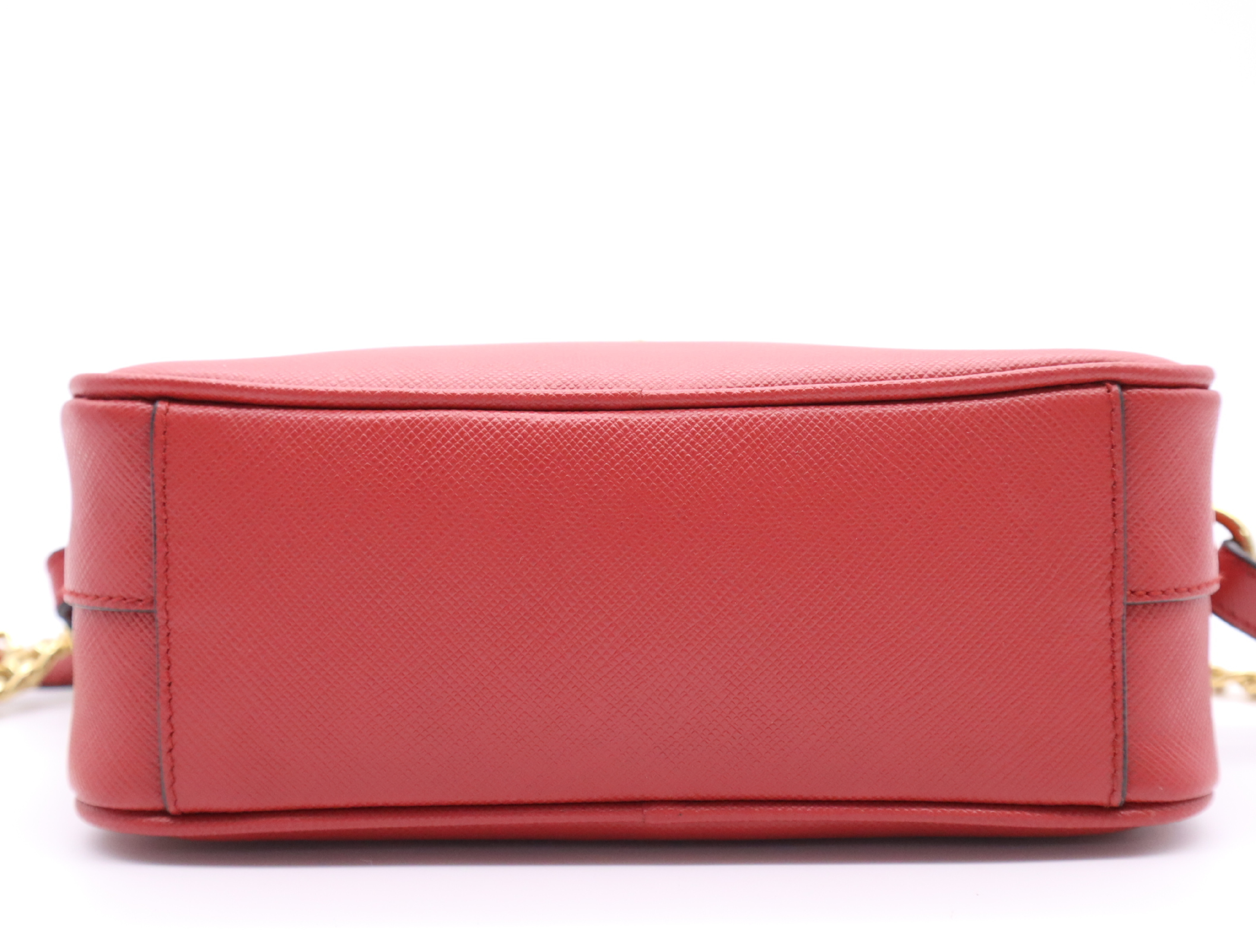 1BH149 Leather Saffiano Mini Shoulder Bag Red Shoulder Bag — view 4