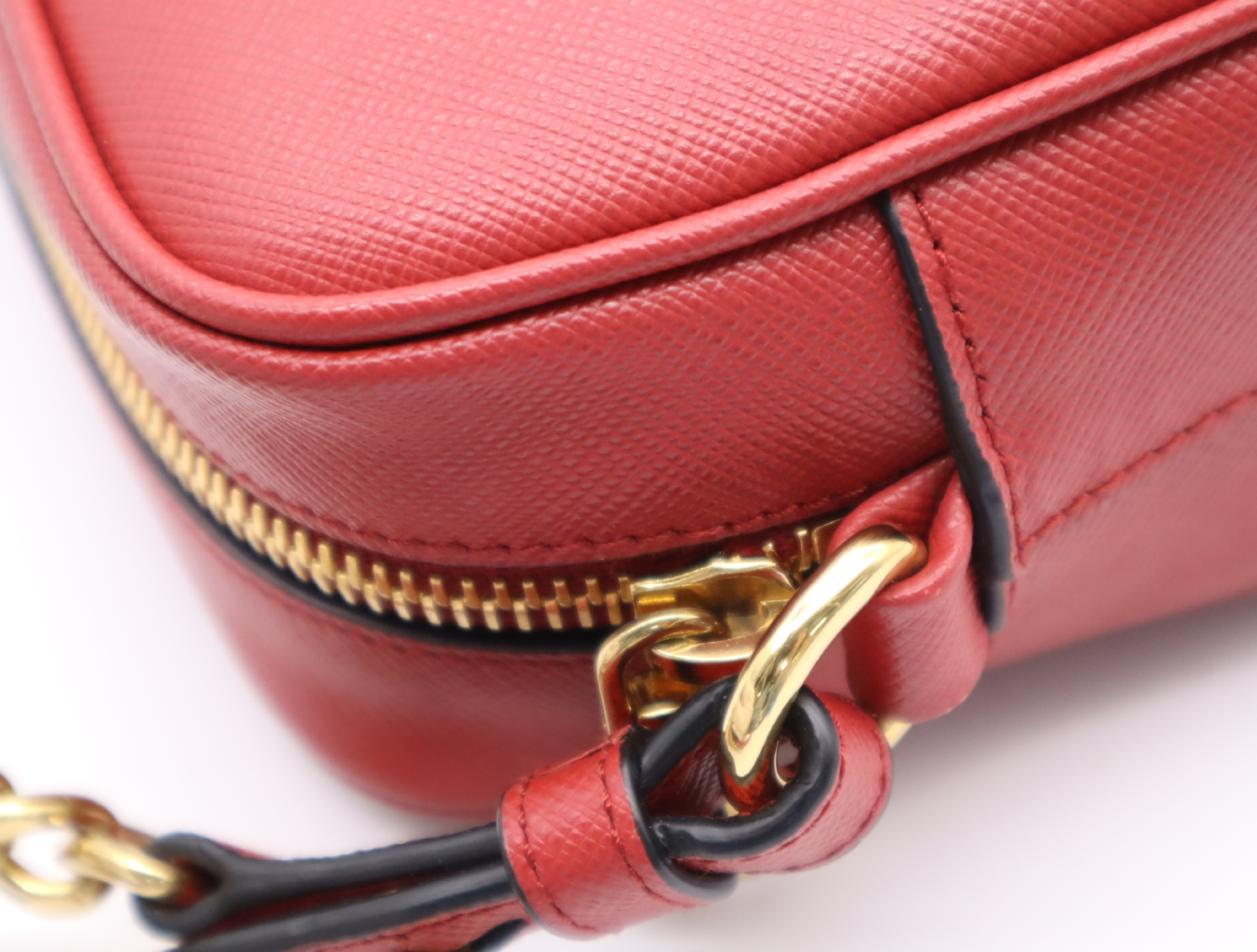 1BH149 Leather Saffiano Mini Shoulder Bag Red Shoulder Bag — view 9