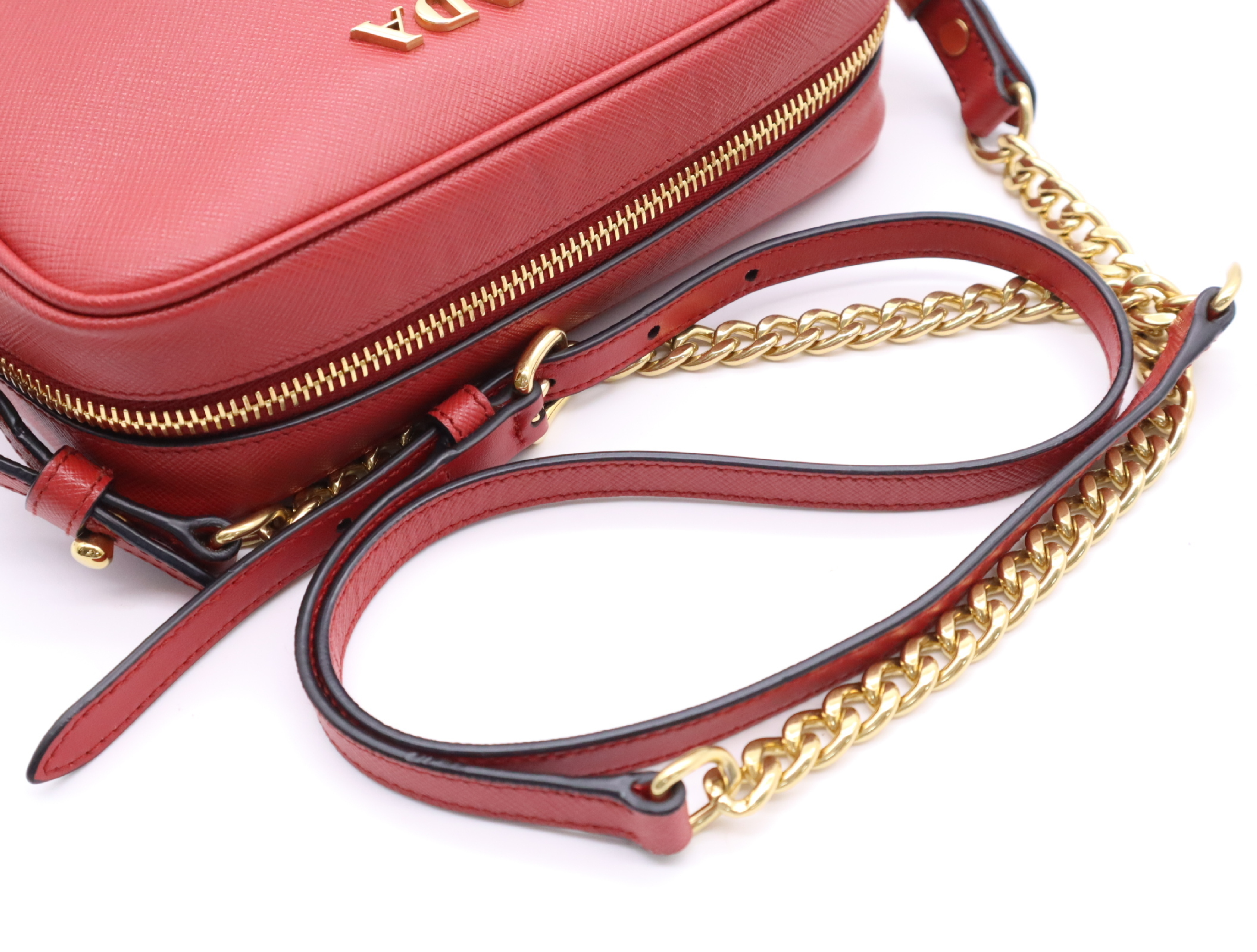 1BH149 Leather Saffiano Mini Shoulder Bag Red Shoulder Bag — view 10