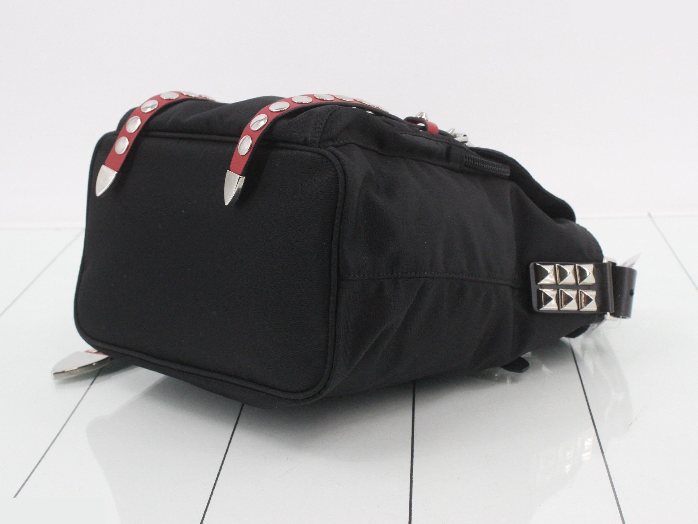 studded nylon and leather shoulder bag — view 6