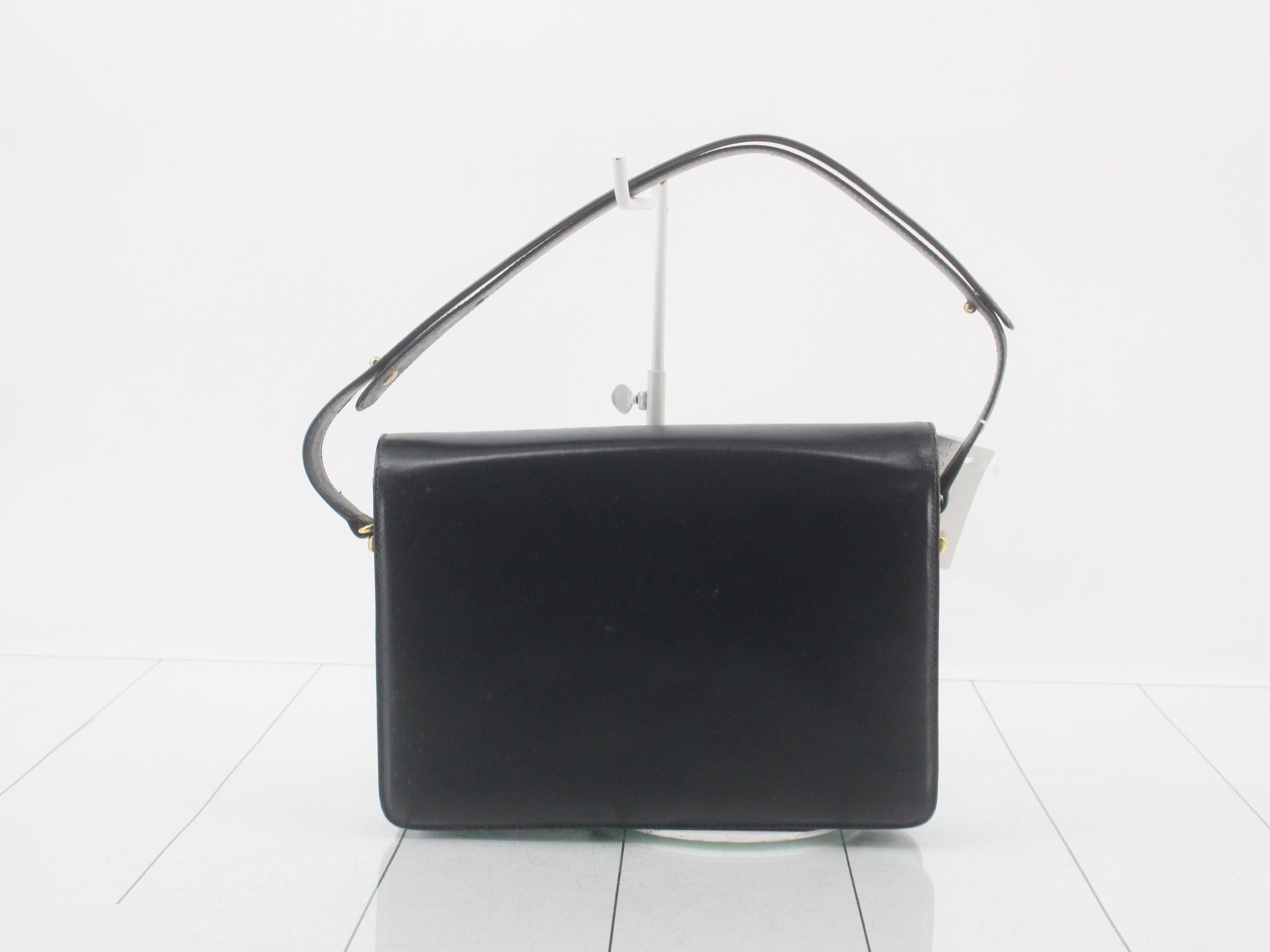 Leather semi-shoulder bag, navy — view 2