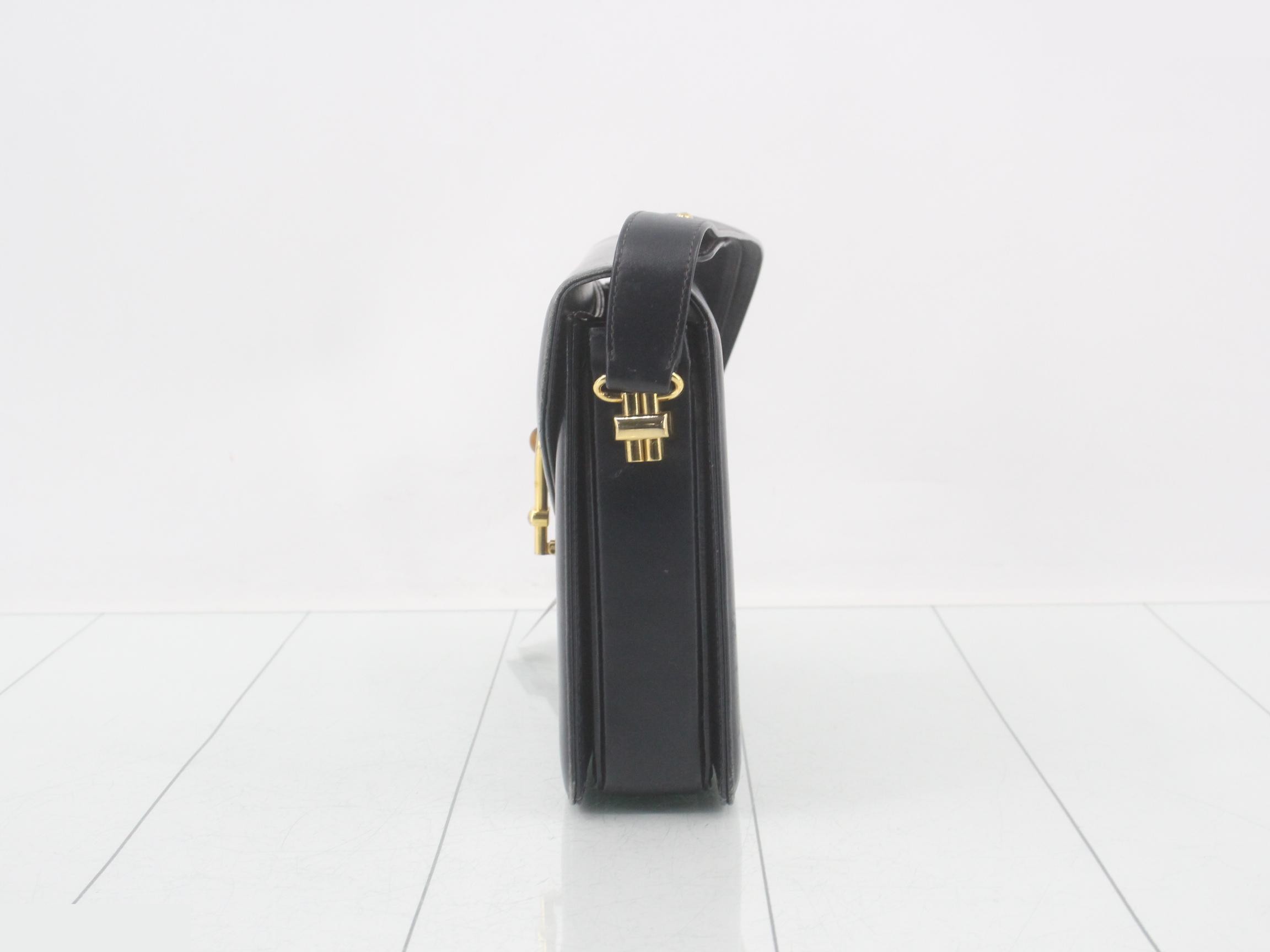 Leather semi-shoulder bag, navy — view 3