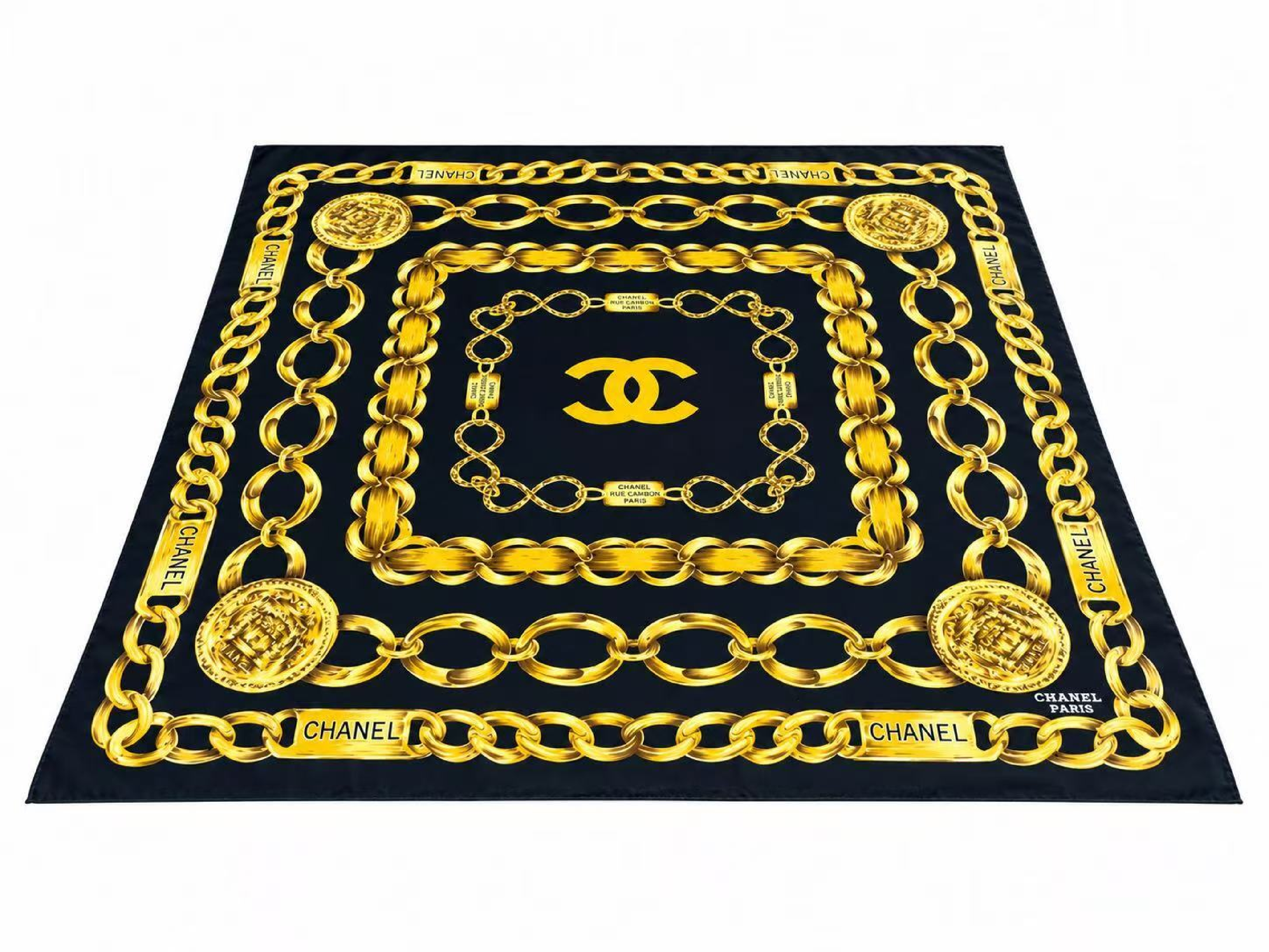 Coco Mark Gold Chain Motif Scarf (No Tag) - Other Accessories — view 2