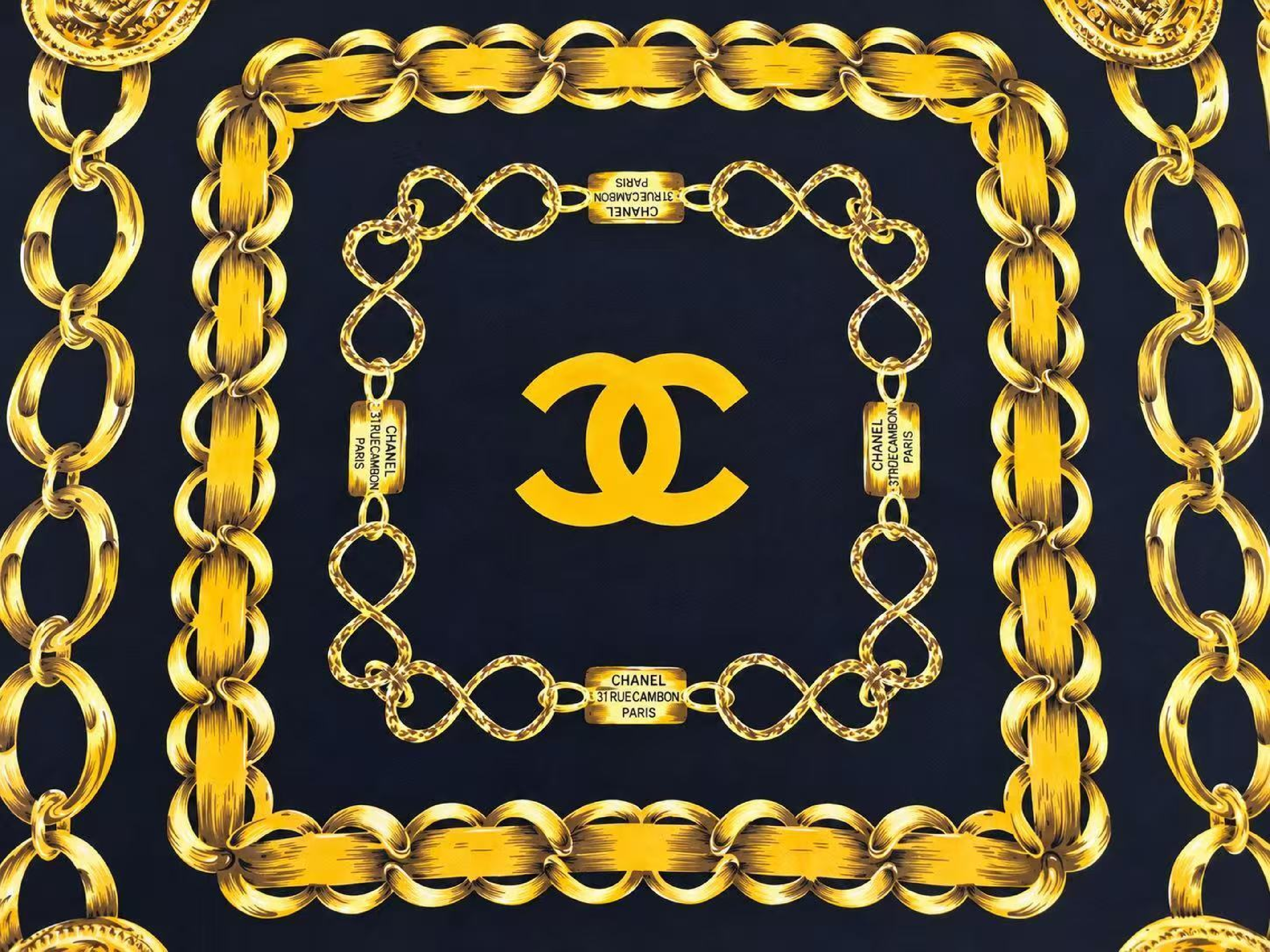 Coco Mark Gold Chain Motif Scarf (No Tag) - Other Accessories — view 3