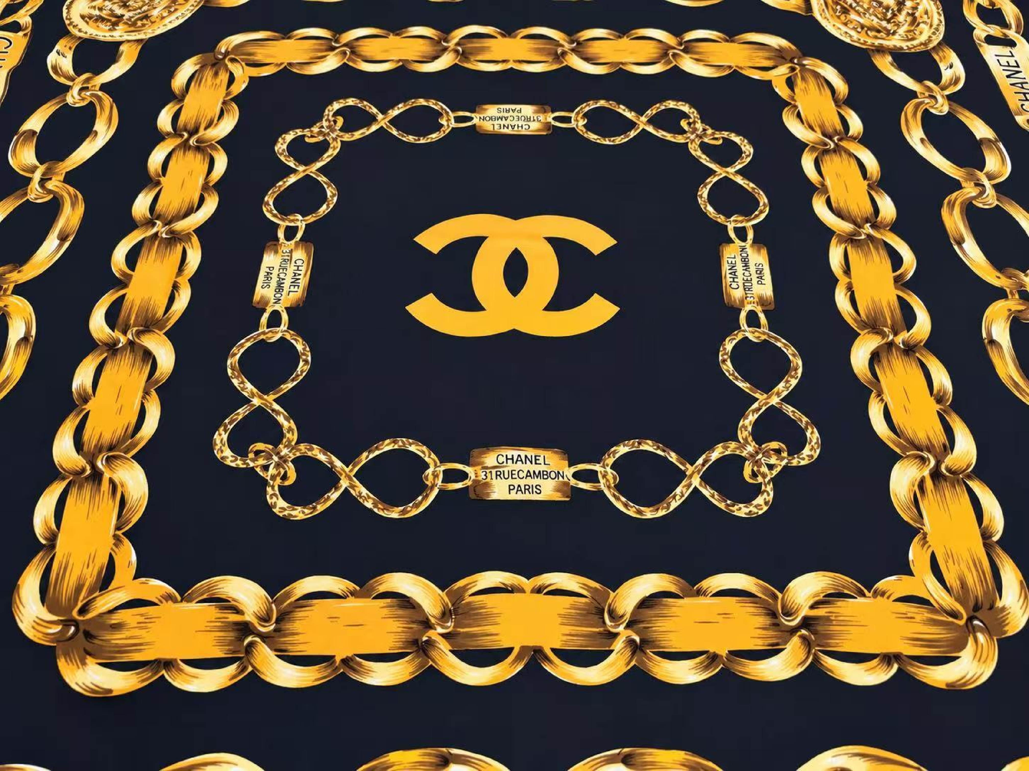 Coco Mark Gold Chain Motif Scarf (No Tag) - Other Accessories — view 4
