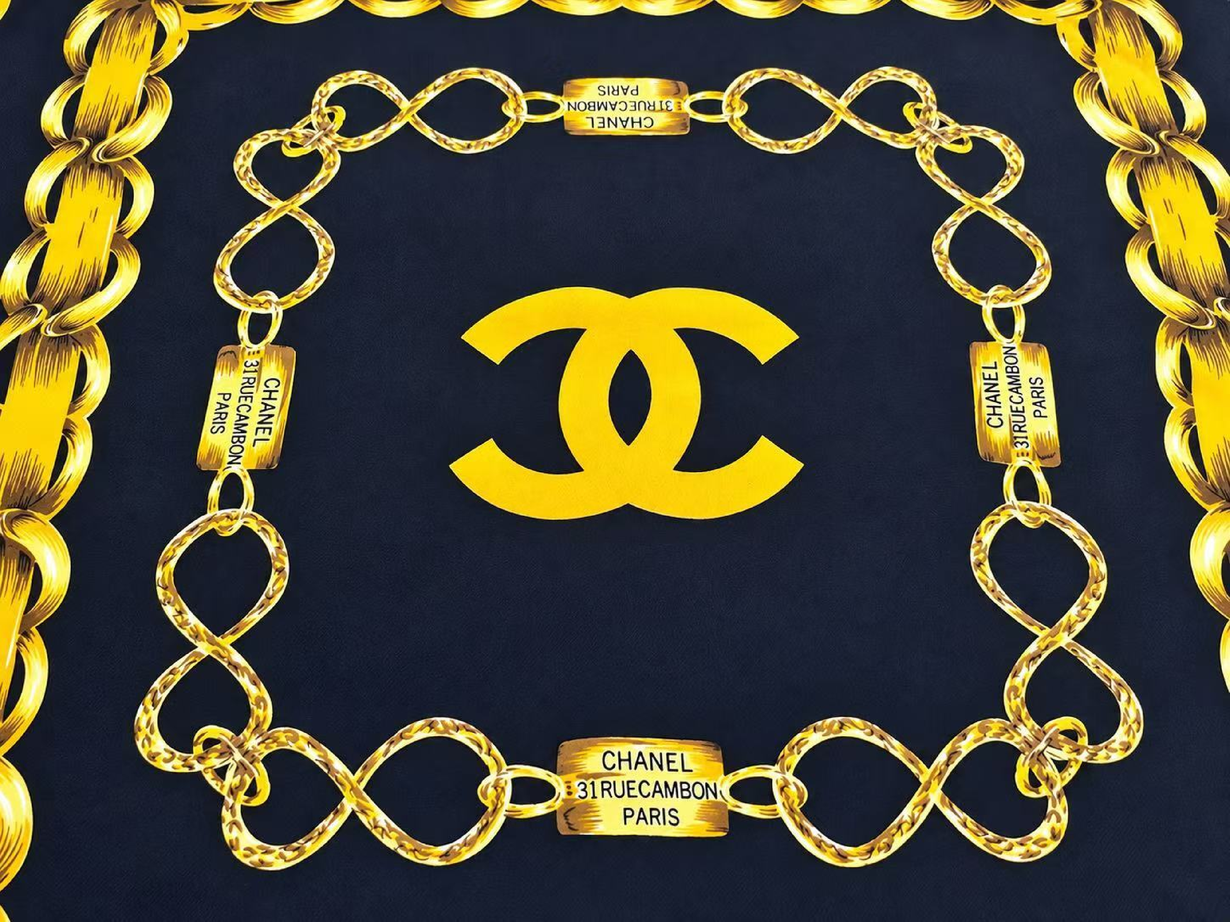 Coco Mark Gold Chain Motif Scarf (No Tag) - Other Accessories — view 9