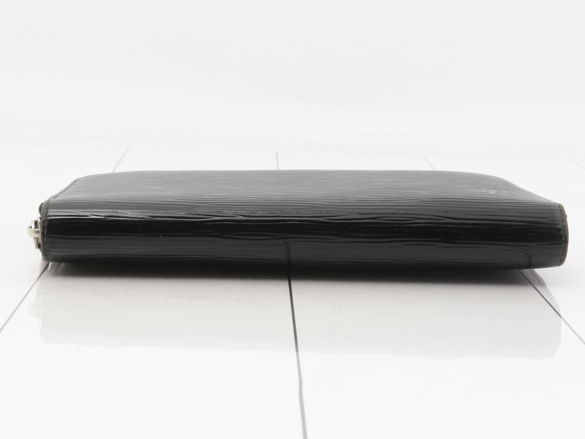 Epi Zippy Wallet Long Wallet, Black, Silver Hardware — view 3