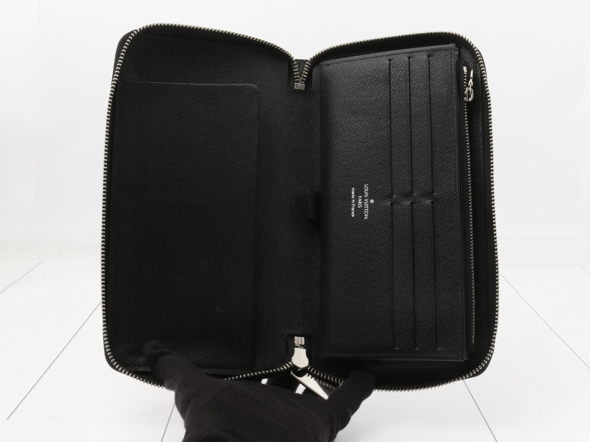 Epi Zippy Wallet Long Wallet, Black, Silver Hardware — view 4