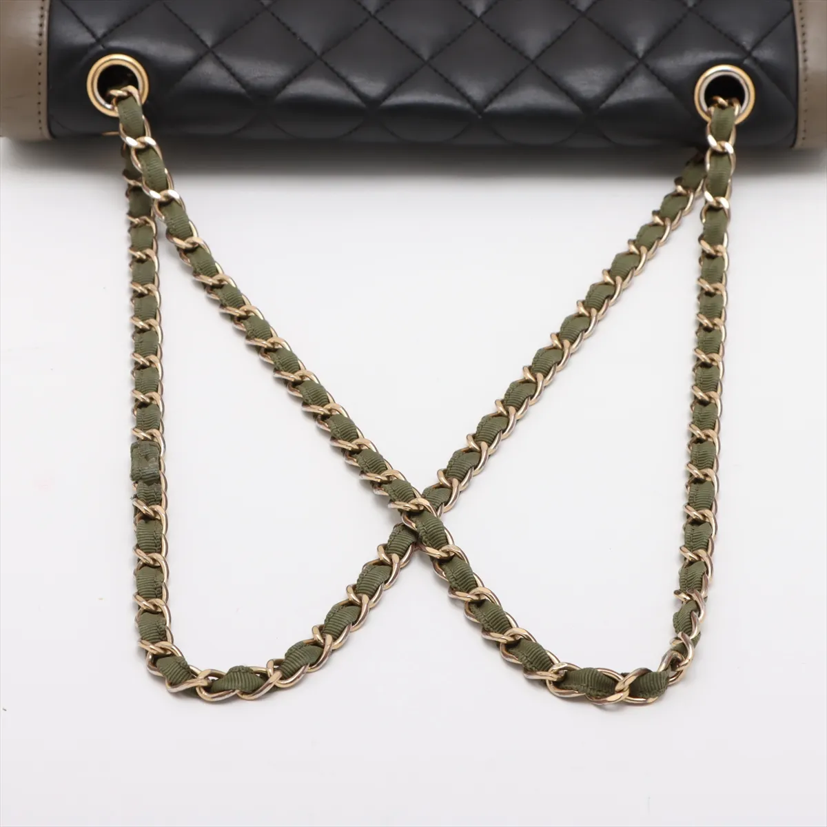 Matelasse Lambskin Single Flap Double Chain Bag Black x Khaki Gold Hardware 23409905 23rd Series — view 5
