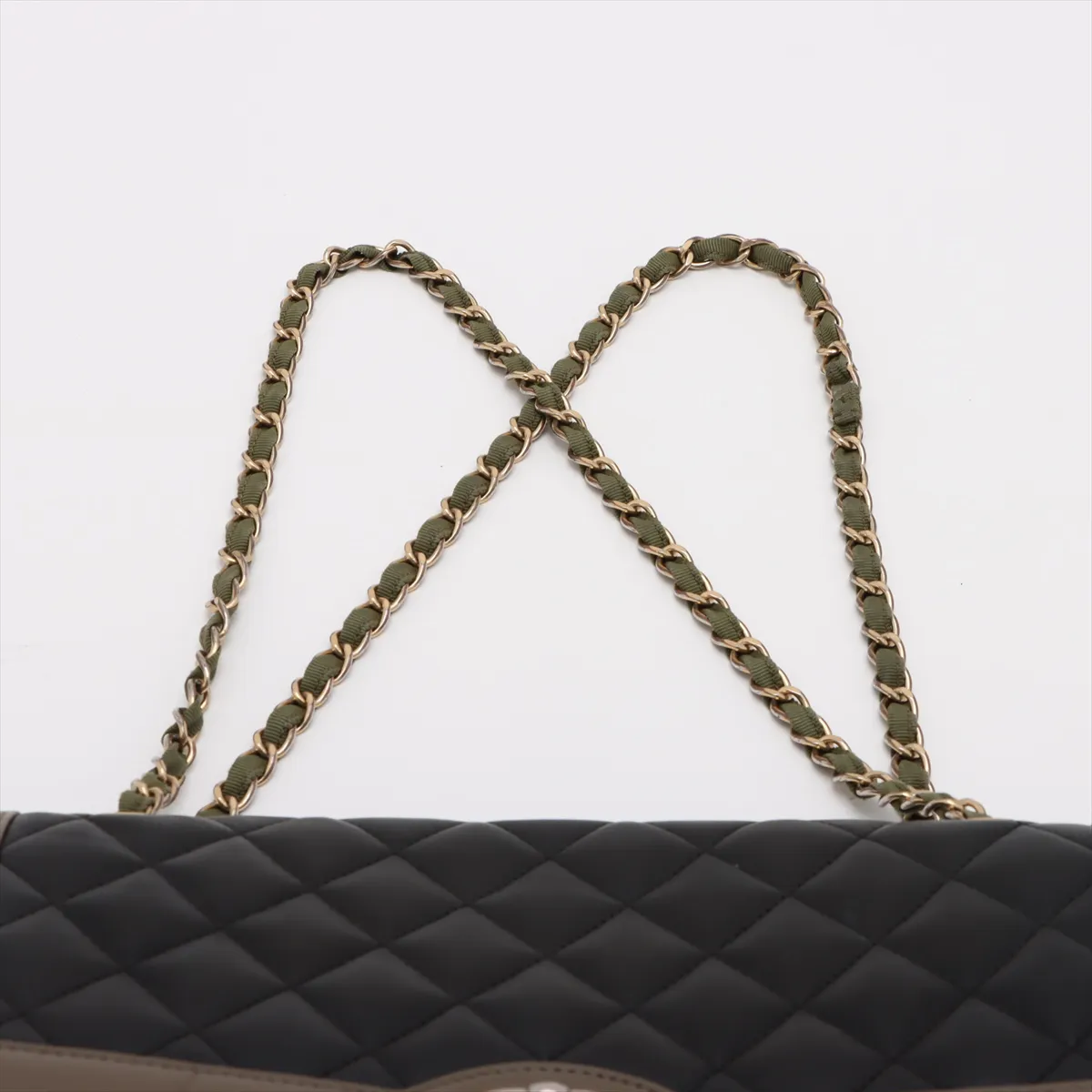 Matelasse Lambskin Single Flap Double Chain Bag Black x Khaki Gold Hardware 23409905 23rd Series — view 6