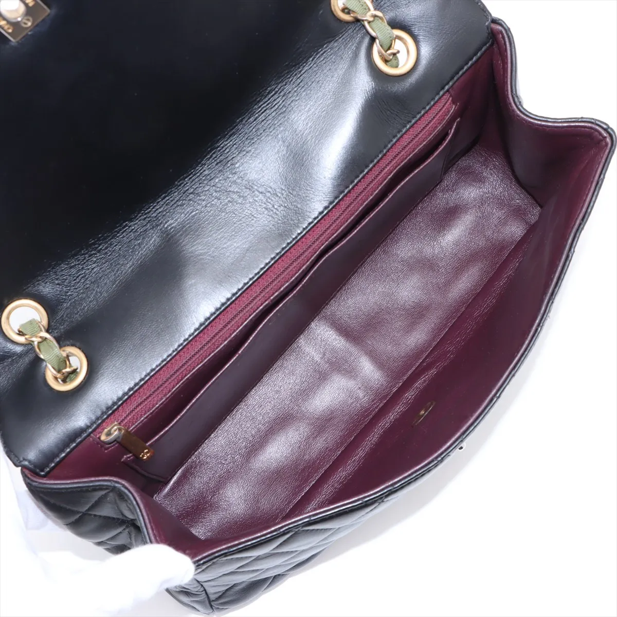 Matelasse Lambskin Single Flap Double Chain Bag Black x Khaki Gold Hardware 23409905 23rd Series — view 7