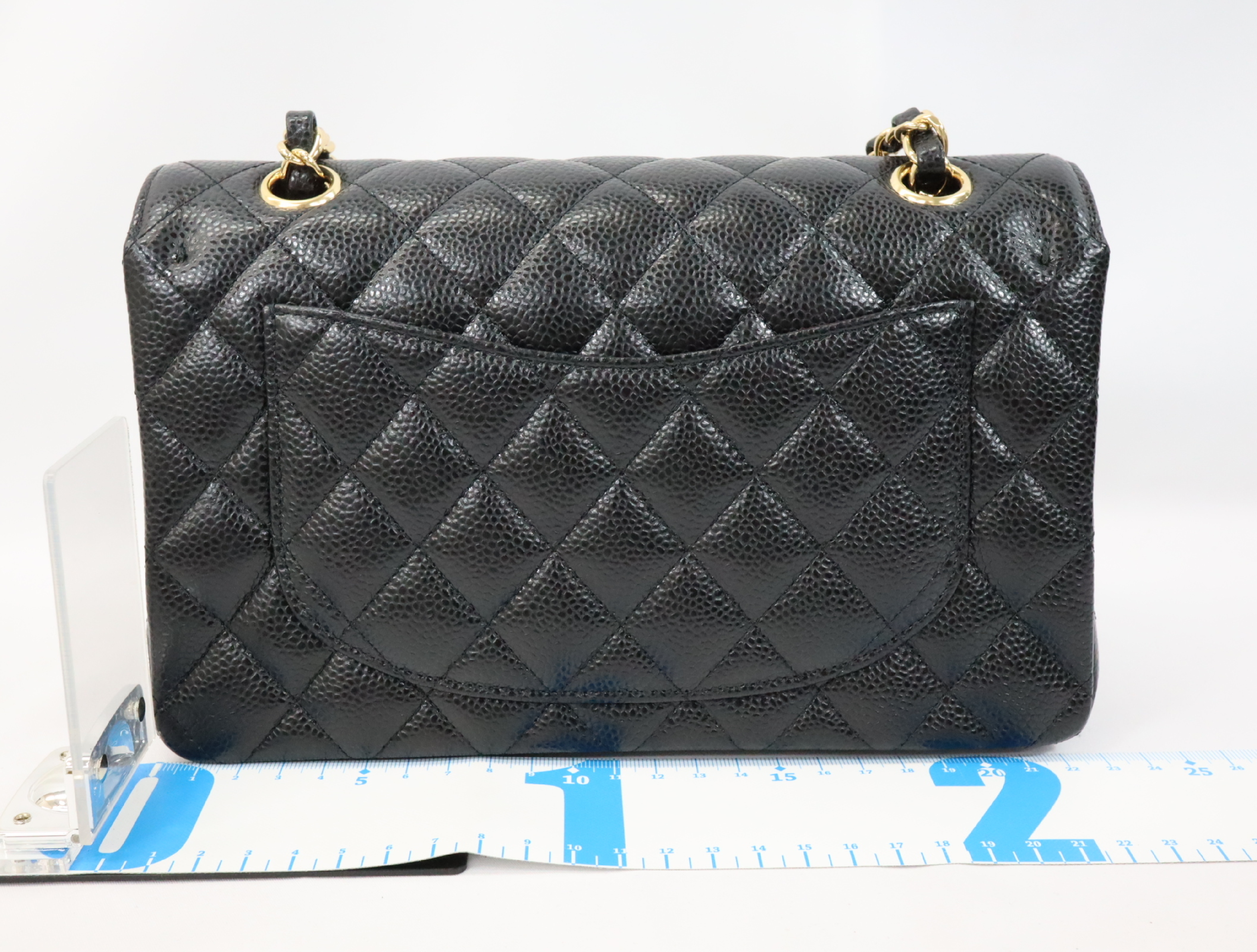 Matelassé 23 Caviar Skin Double Flap Shoulder Bag, Black, Serial Number , Gold Hardware, A01113? — view 2